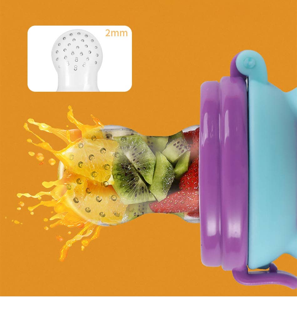 BabyGo Organic BPA-Free Silicone Baby Food Feeder with Storage Box - Safe Fruit Nibbler for Infants & Toddlers (Multicolor) | Perfect for Teething Relief & Introducing Solid Foods