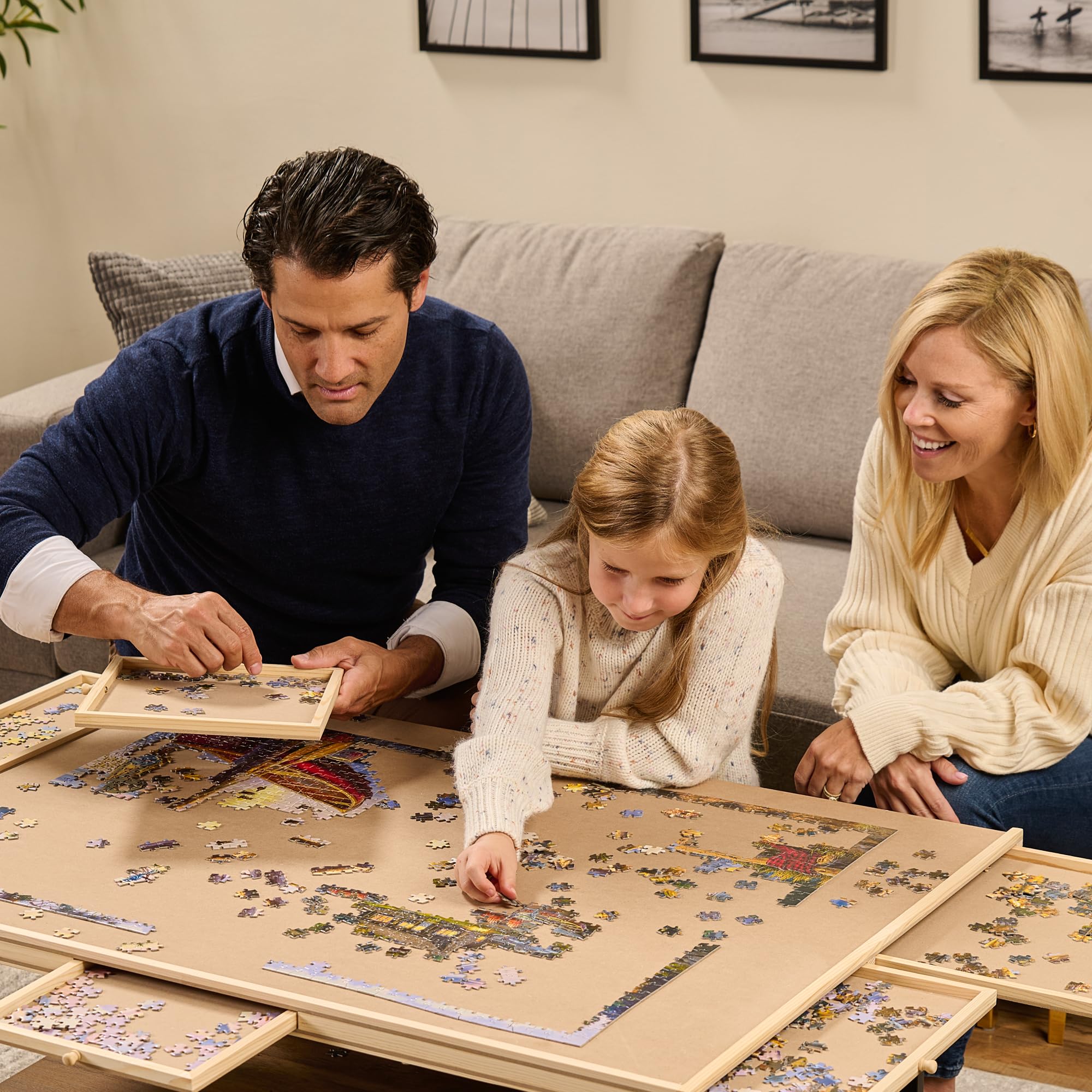 1500 Piece Rotating Wooden Jigsaw Puzzle Board with 6 Storage Drawers & Protective Cover - Puzzle Table for Adults & Families - Perfect for Game Nights, Home Entertainment & Educational Activities