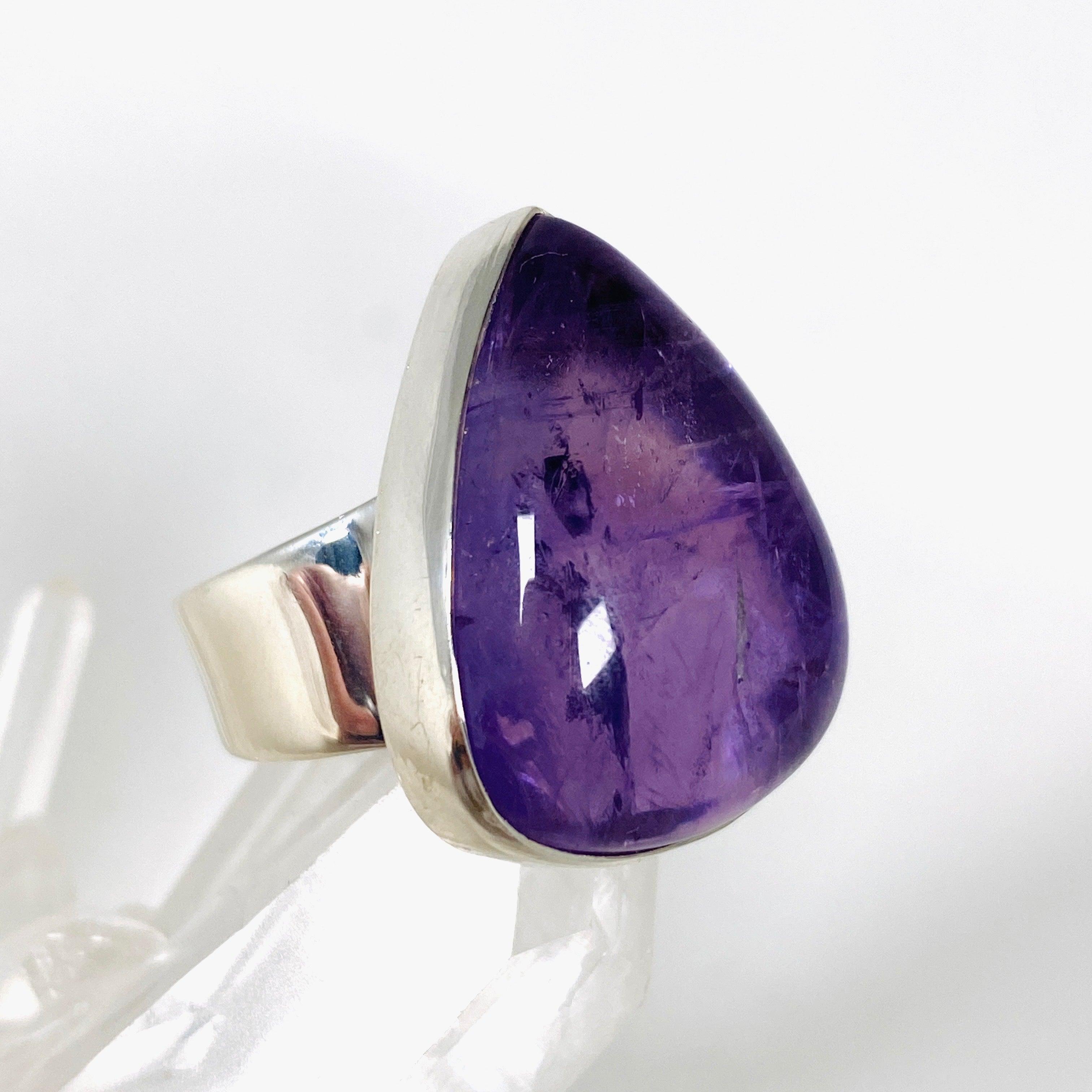 Amethyst Teardrop Ring Size 8 KRGJ2958 - Elegant Purple Gemstone Jewelry for Women, Perfect for Weddings, Parties & Gifts
