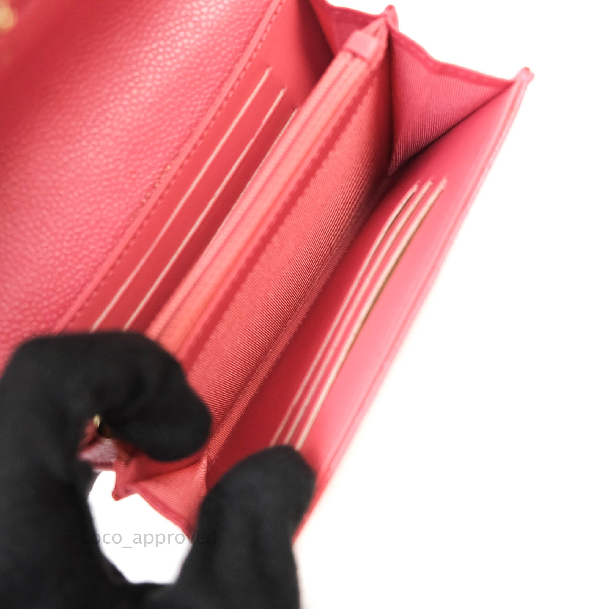 Chanel Classic Flap Wallet in Pink Caviar Leather with Gold Hardware - Luxury Designer Wallet for Women, Perfect for Everyday Use & Special Occasions