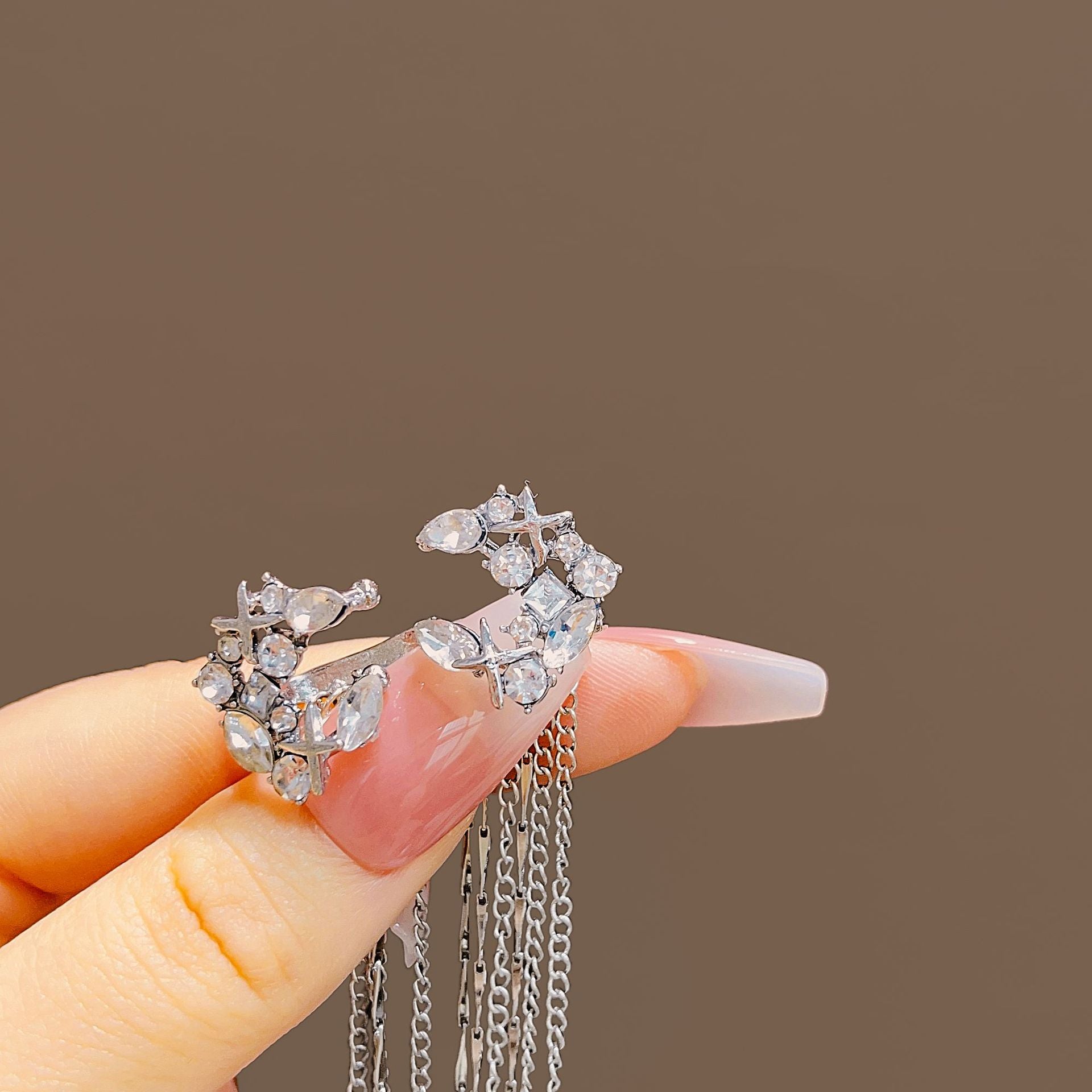 Moon Star Tassel Ear Cuffs - No Piercing Clip On Earrings for Women, Fashion Boho Chic Jewelry Accessories - Perfect for Parties, Weddings & Everyday Wear