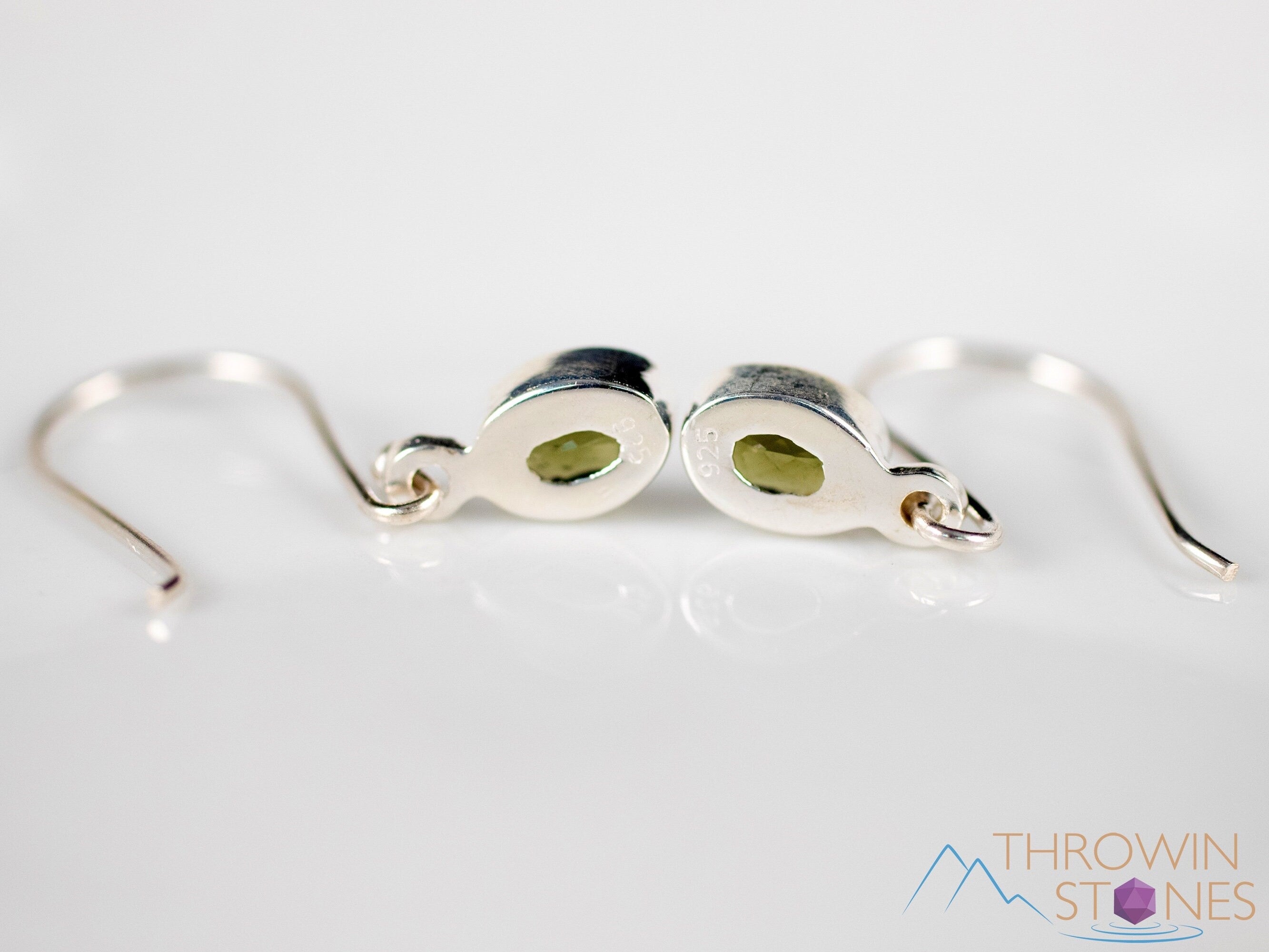 Genuine Moldavite Crystal Dangle Earrings in Sterling Silver with Plain Bezel – Faceted Green Moldavite Jewelry (E2066) – Perfect for Spiritual Healing, Meditation & Boho Fashion