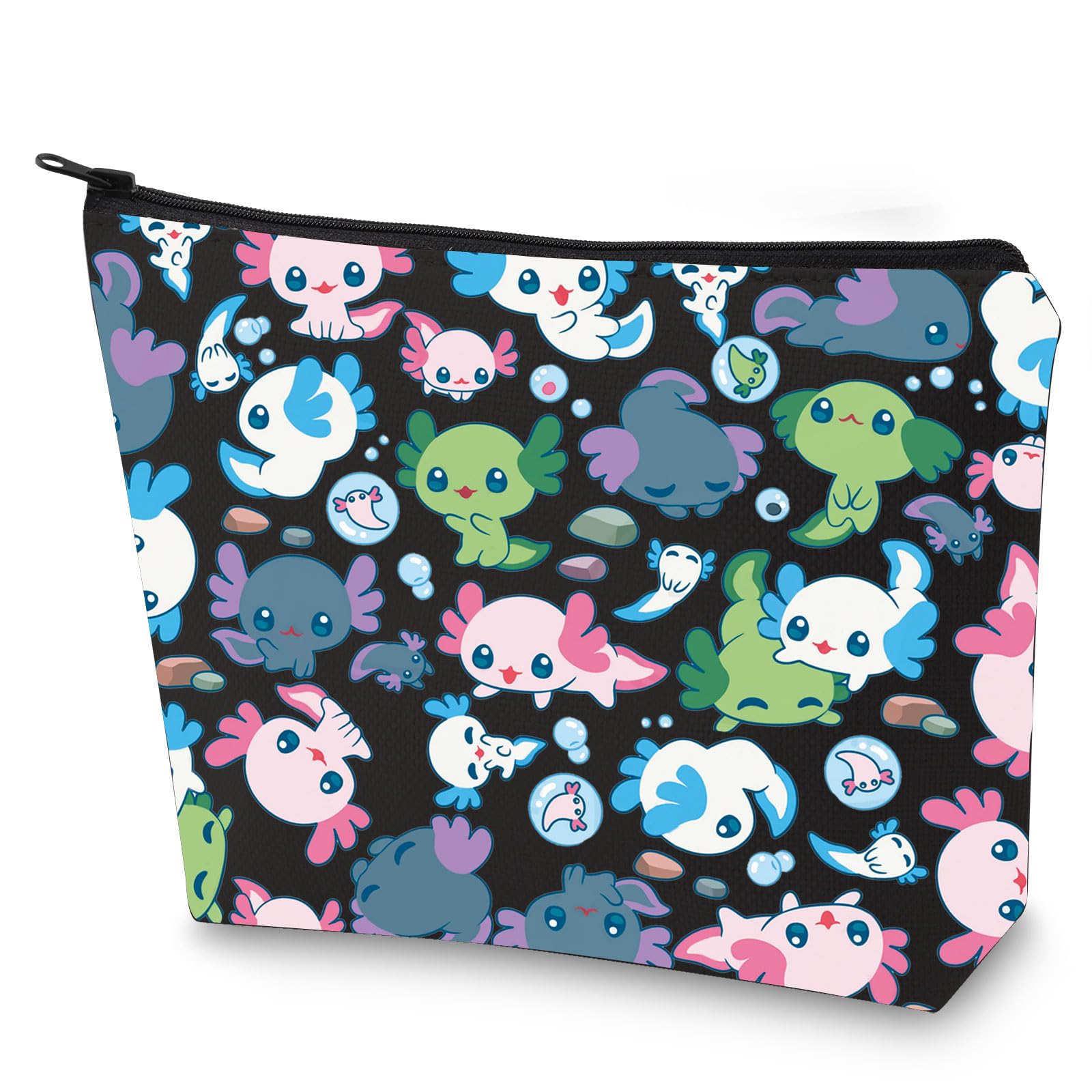 Cute Axolotl Cosmetic Bag - Waterproof Makeup Pouch for Travel & Storage | Perfect Gift for Axolotl Lovers & Salamander Enthusiasts | Trendy Axolotl Merchandise & Kawaii Accessories (Axolotl BL)