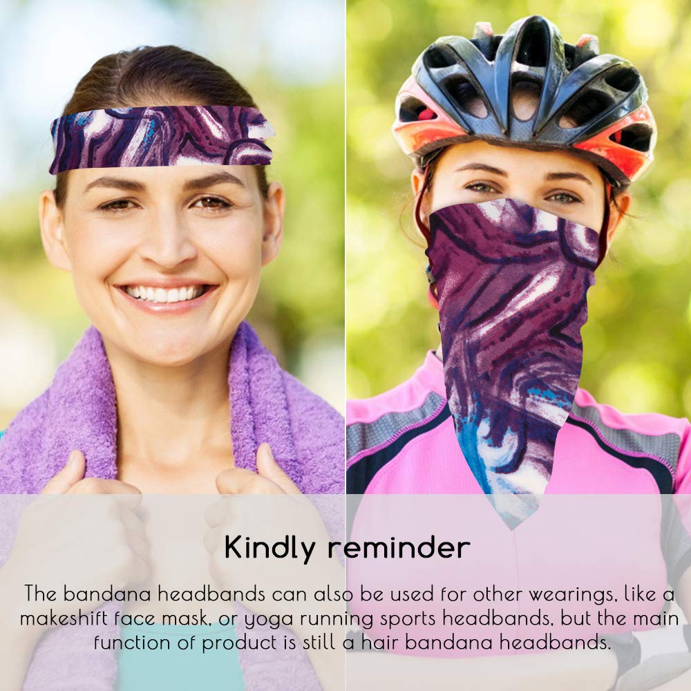 TOBATOBA Women's Bandana Headbands - 5 Pack Tie Dye Hair Bandanas for Women - Soft Stretchy Head Wraps for Yoga, Running, Workouts & Outdoor Activities