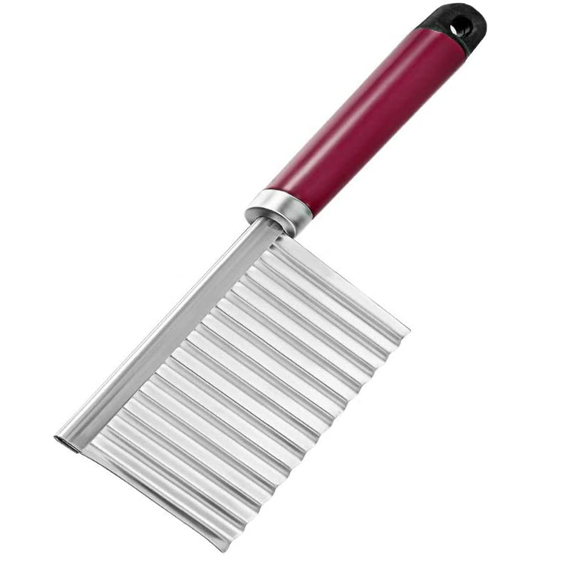 Premium Stainless Steel Crinkle Cutter - Wavy Vegetable Slicer for Potatoes, Cucumbers & Carrots | Professional Kitchen Tool for Salad Prep & Food Garnishing | Perfect for Home Chefs & Meal Prepping (Random Color)