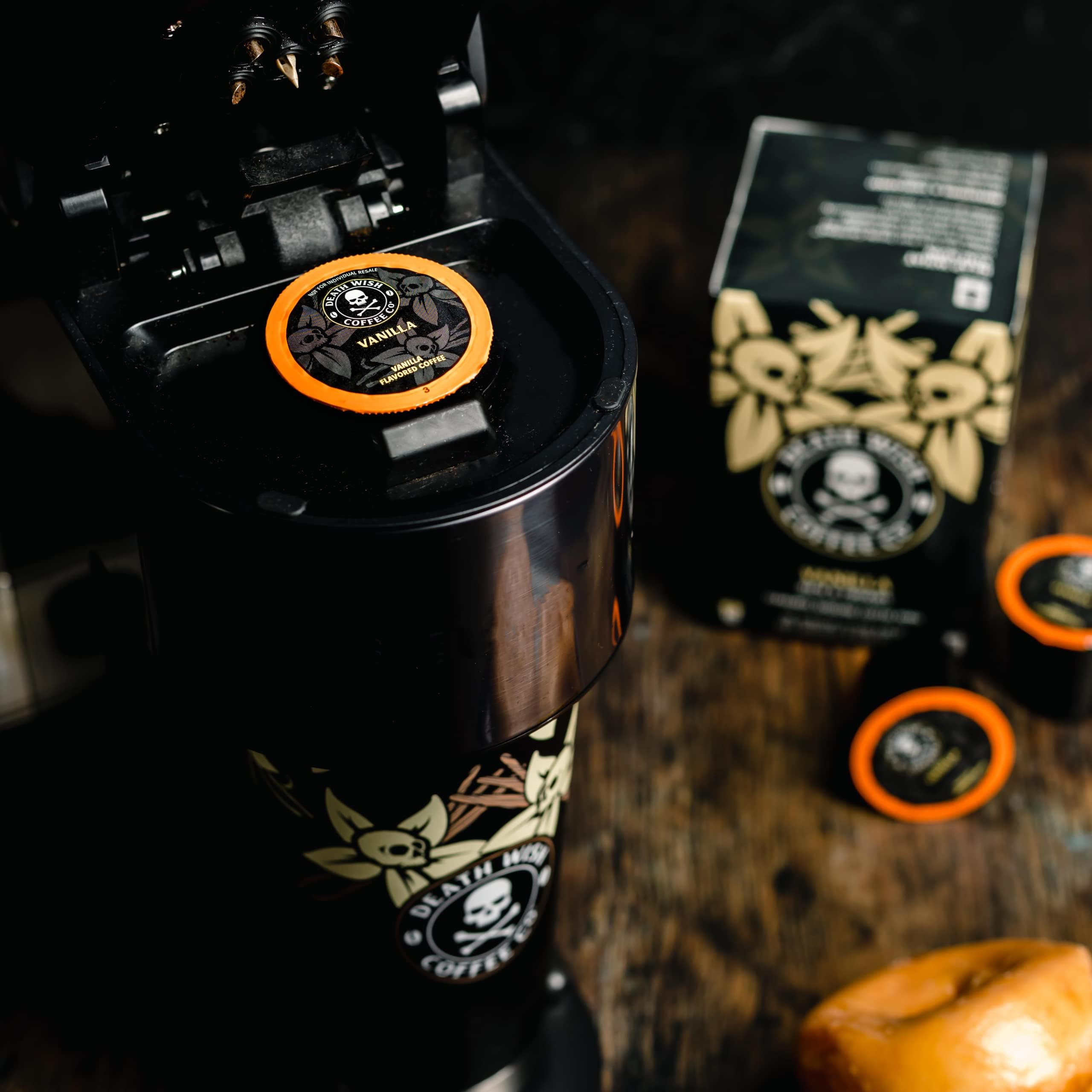 Death Wish Coffee Vanilla Single Serve Pods (30 Count) - Strongest Coffee Pods for Keurig Machines - Perfect for Home, Office & Travel Use