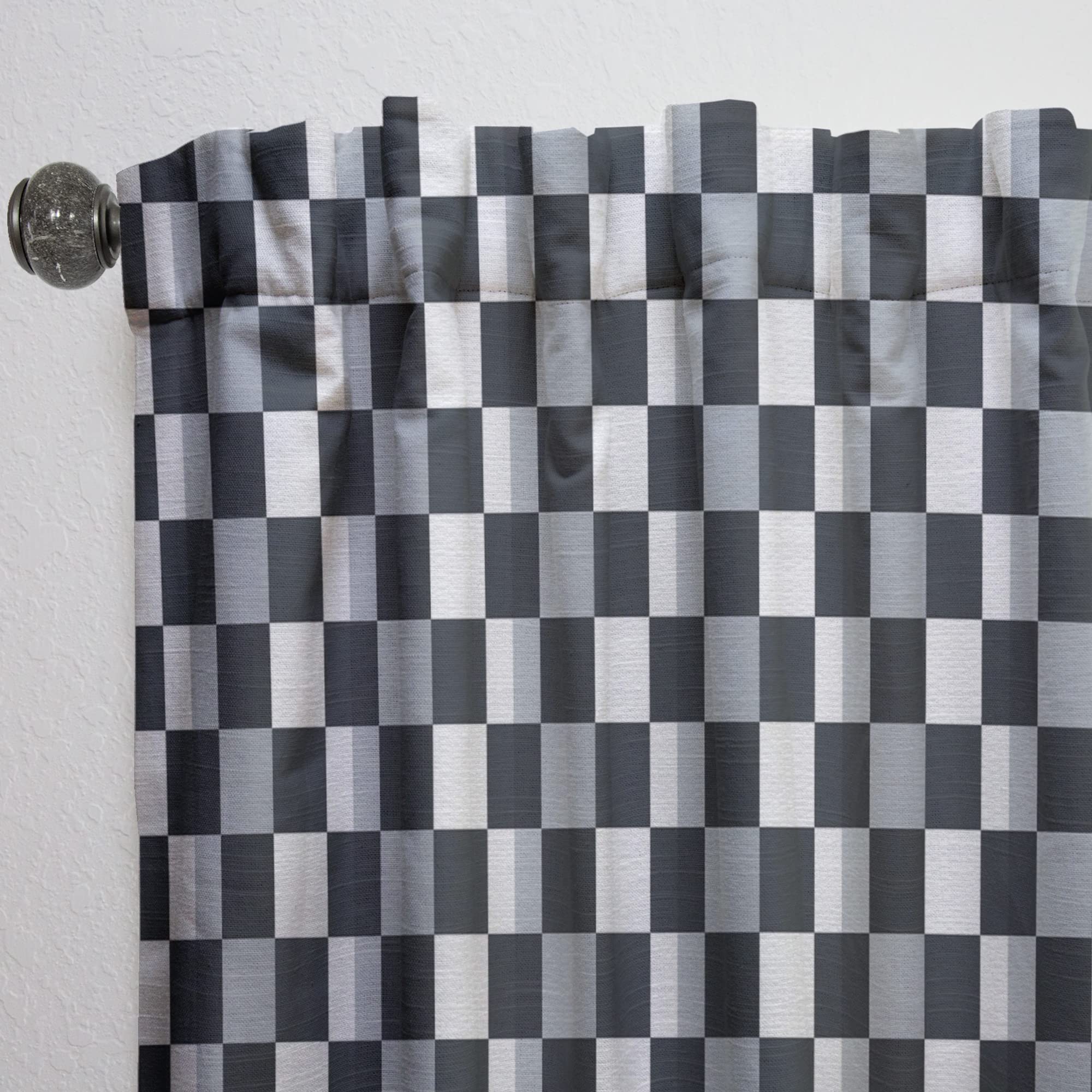 Geometric Monochrome Pattern Blackout Curtains - Thermal Insulated Single Panel (52x90 inches) for Bedroom & Living Room - Modern Window Treatment for Home Decor & Light Blocking