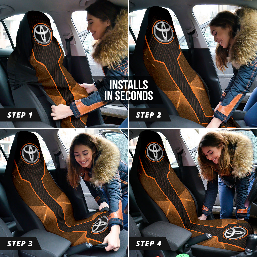 Premium Toyota Car Seat Covers - Soft Orange PU Leather, Universal Fit for Camry/Corolla/Rav4 - Comfort & Style Upgrade for Road Trips & Daily Commute