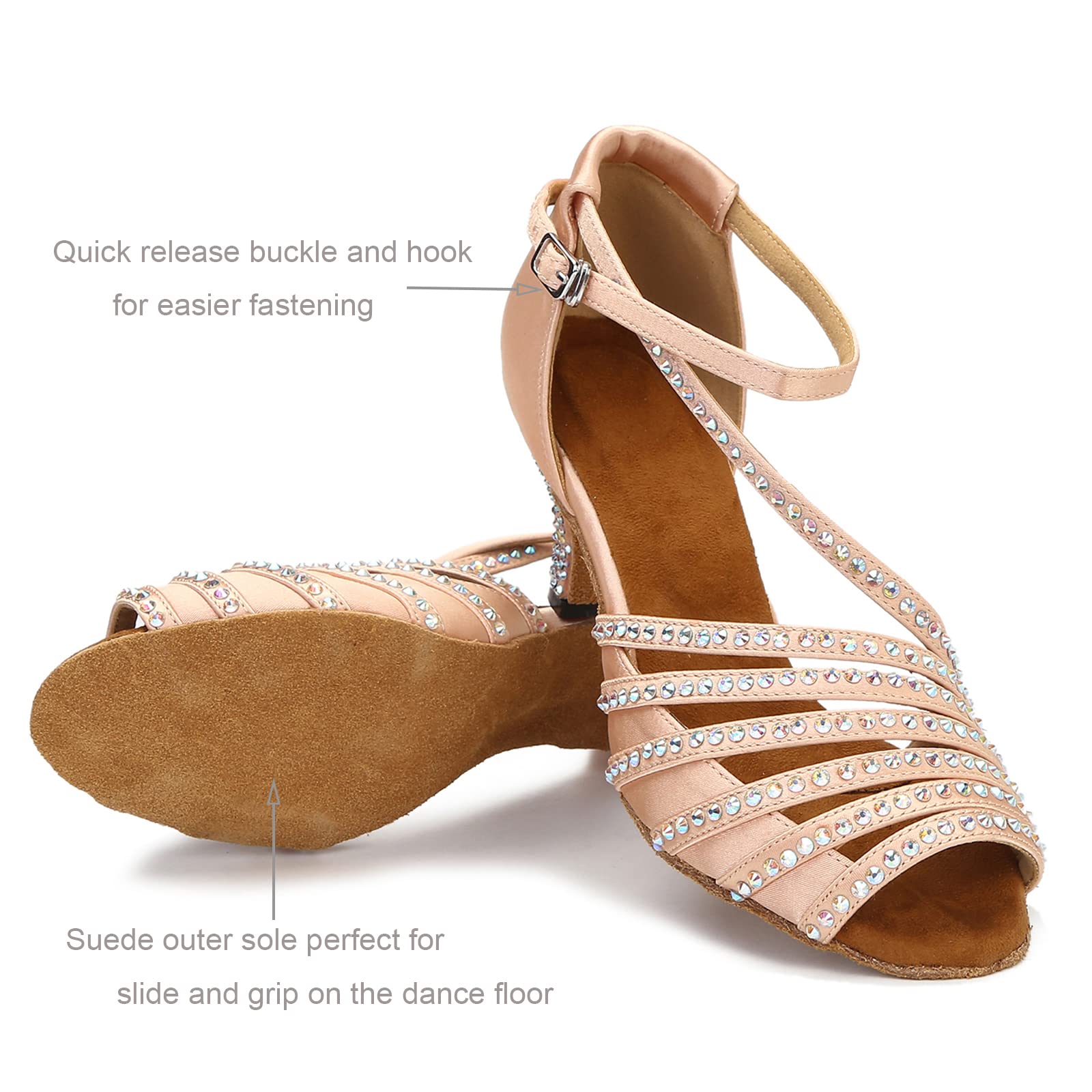 TLunlove Women's White & Ivory Ballroom Dance Shoes - Rhinestone Wedding Low Heel Sandals with Comfortable Wedge for Latin, Salsa, Tango | Perfect for Bridal, Prom & Evening Events