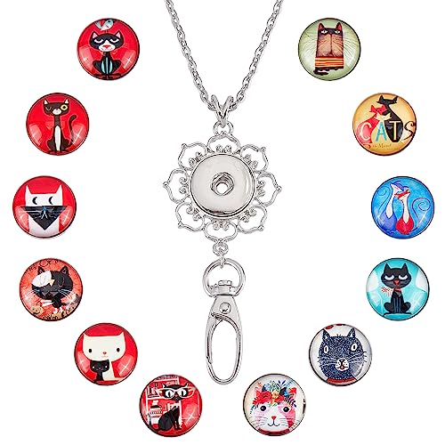 1+12 Cute Cat Button Lanyard