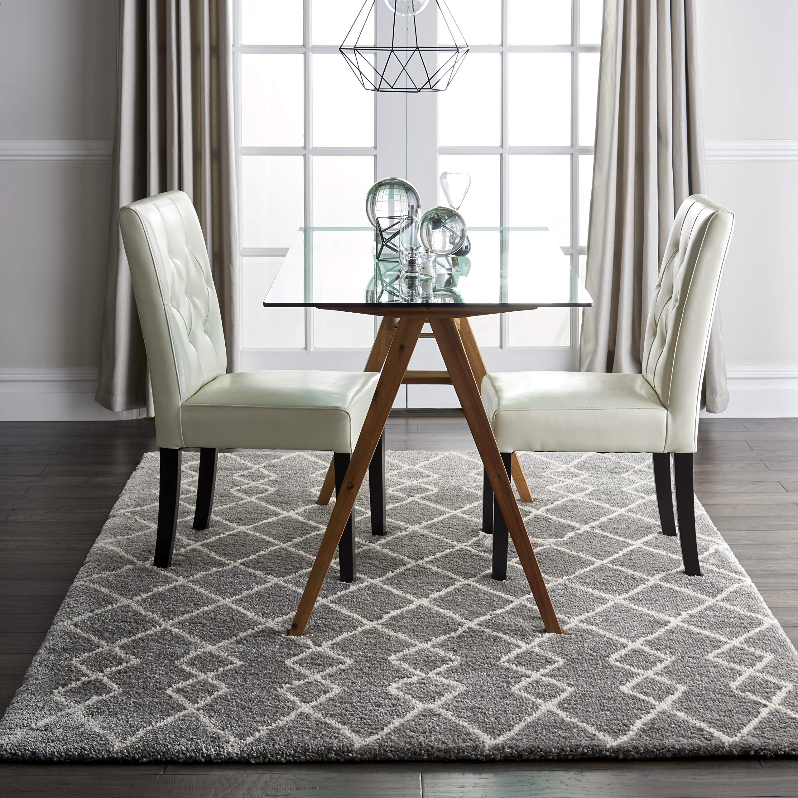 Nourison Geometric Shag Moroccan Silver 5'3