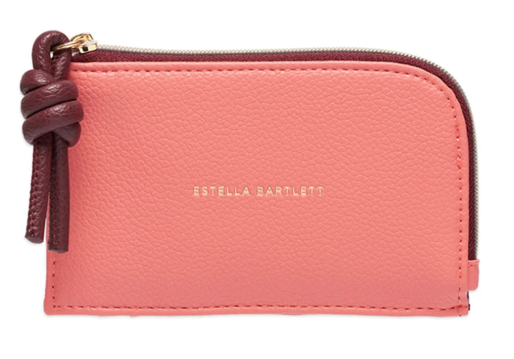 Estella Bartlett Knot Card Purse - Stylish Coral Wristlet Wallet for Women | Perfect for Parties, Weddings & Everyday Use