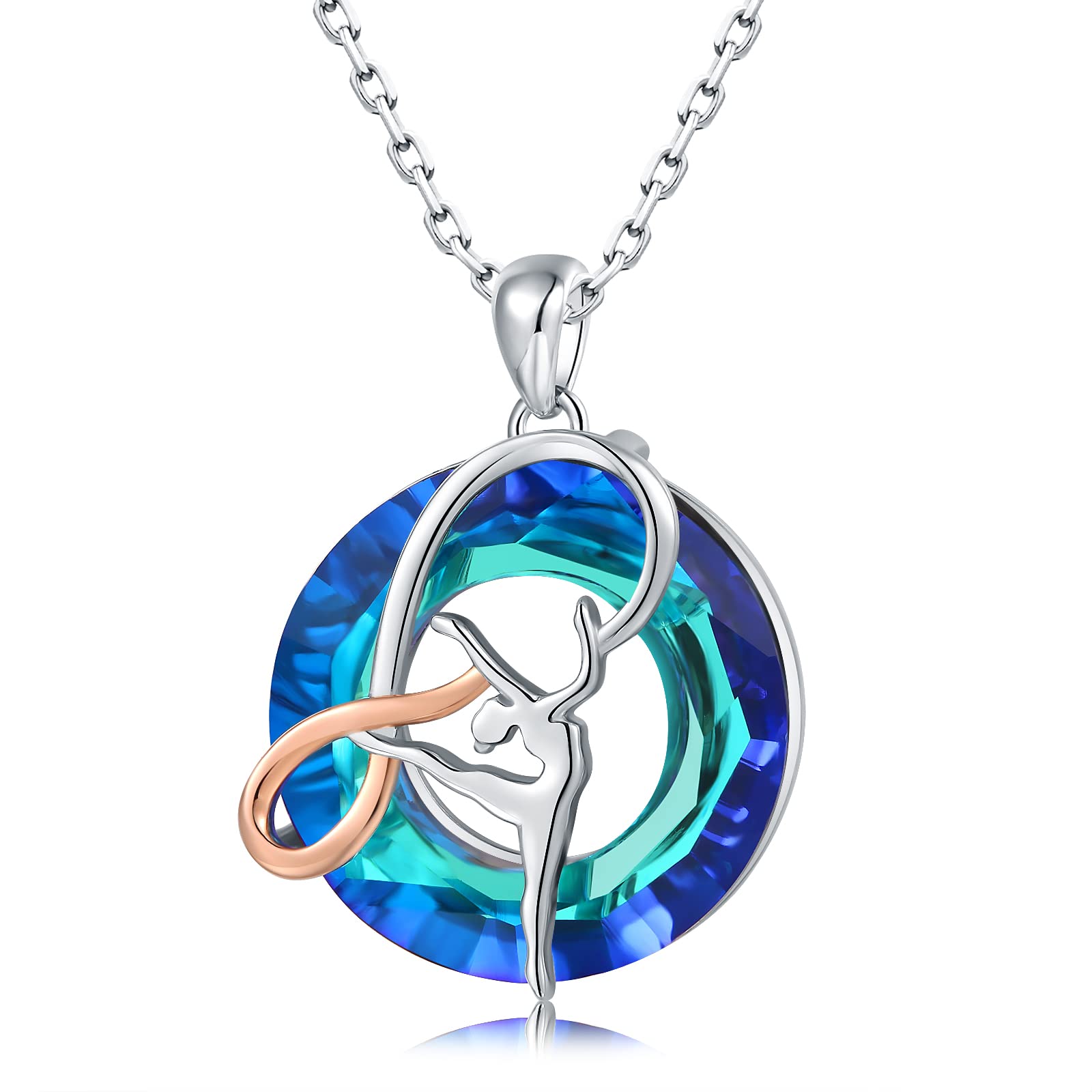 925 Sterling Silver Crystal Gymnastics Necklace for Girls - Elegant Gymnast Jewelry Pendant for Team USA Gymnastics, Dance & Ballet | Perfect Birthday, Christmas Gift for Women & Teens | Ideal for Competitions, Recitals & Special Occasions