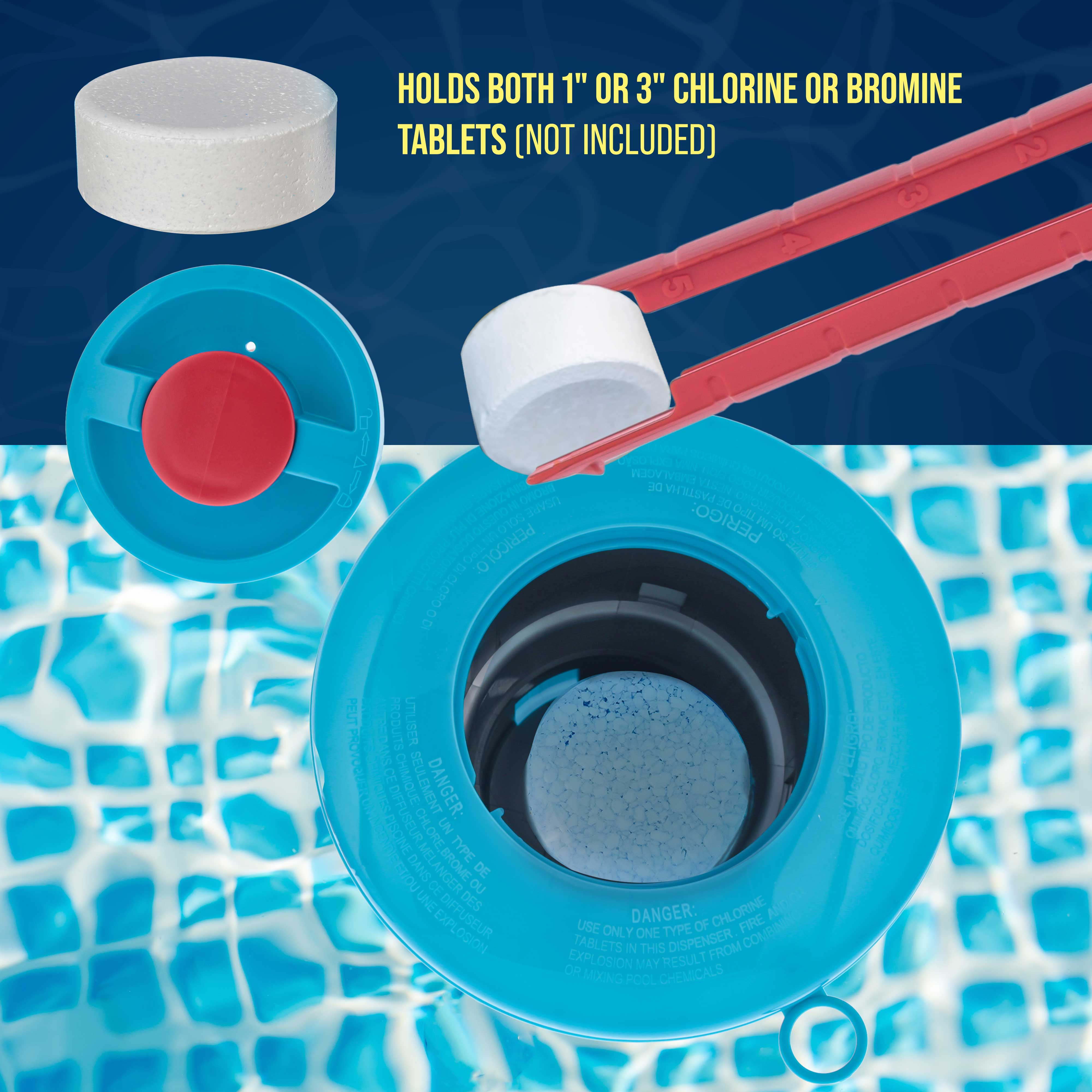 U.S. Pool Supply 3-Inch Chlorine Tablet Floater Dispenser with Pop-Up Refill Indicator - Holds 3 Chlorine Tablets for Crystal Clear Swimming Pool Water - Perfect for In-Ground & Above Ground Pools