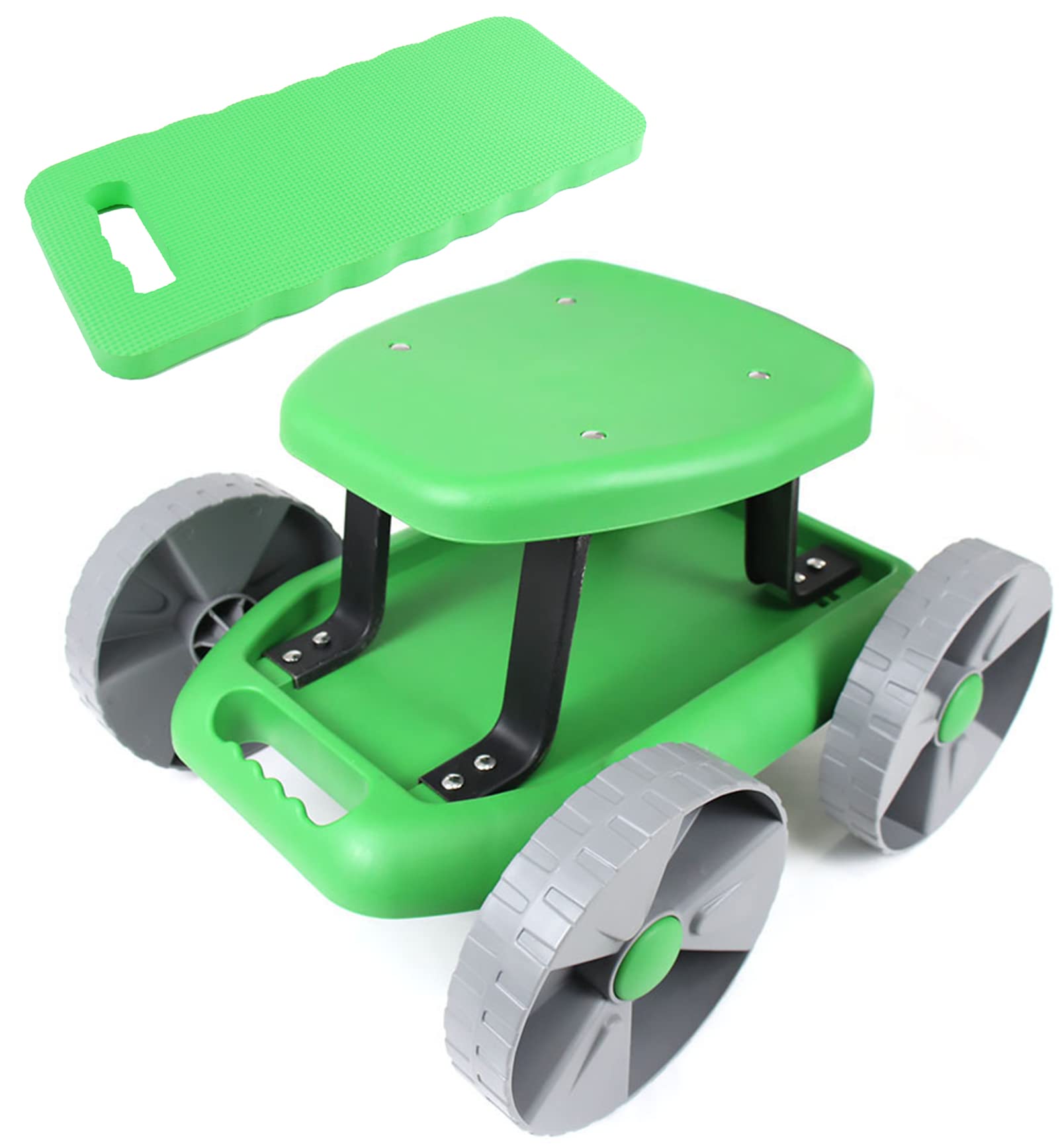 Lightweight Rolling Garden Stool with Wheels - Adjustable Gardening Scooter Seat with Tool Tray & Comfortable Foam Kneeler Pad | Perfect for Outdoor Planting, Weeding & Yard Work Supplies