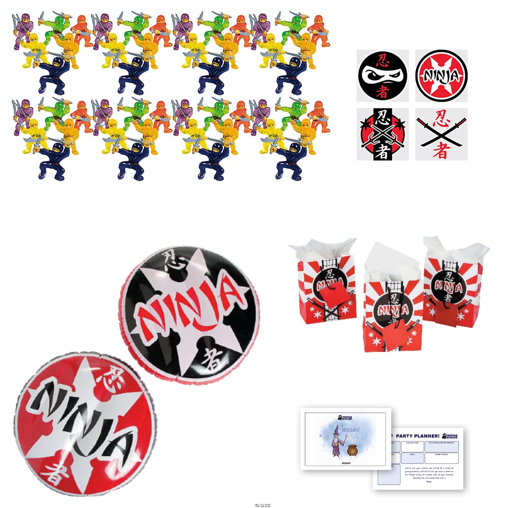 145-Piece Ninja Warrior Kids Birthday Party Favors Kit - Stealth Themed Party Supplies for Boys & Girls - Perfect for Birthday Celebrations, School Events & Themed Parties