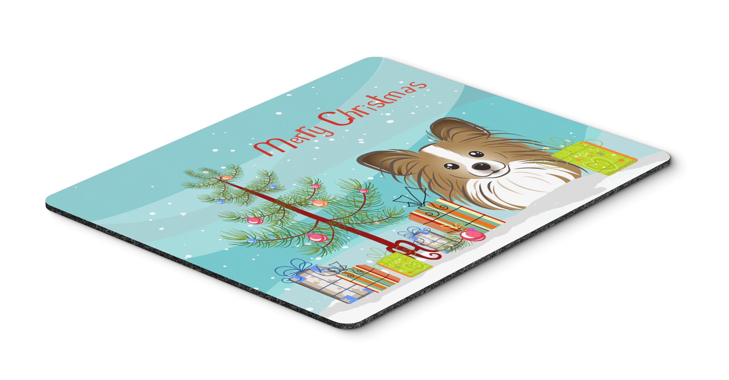 Christmas Tree and Papillon Mouse Pad - Large Washable Non-Slip Desk Mat for Home Office, Gaming & Computer Work | Holiday Decor & Workstation Accessory