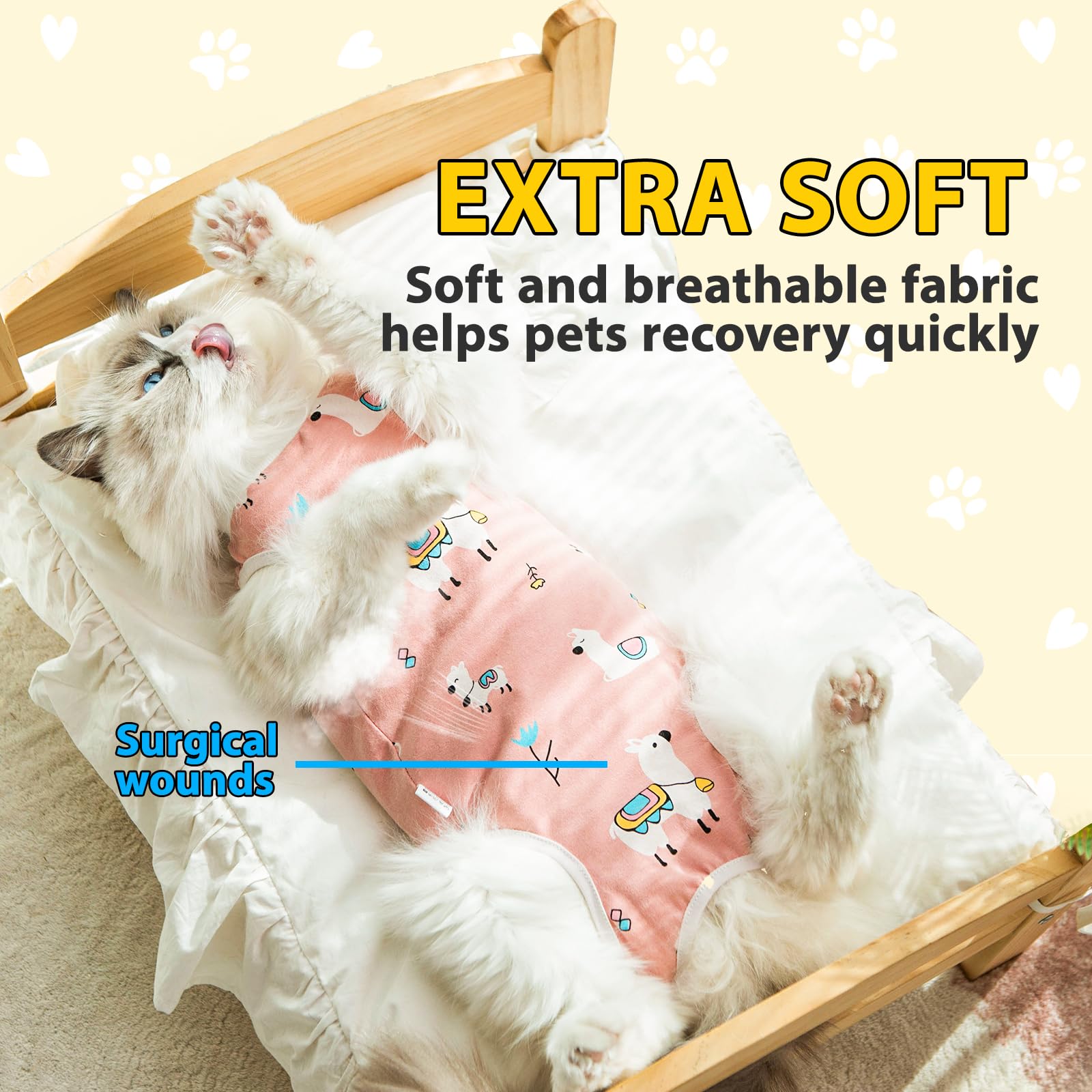 Post-Surgery Cat Recovery Suit for Female & Male Cats - Soft & Breathable Onesie to Prevent Licking Wounds - Alternative to Cat Cone (Size L, Alpaca Fabric) - Ideal for Spay/Neuter Recovery & Abdominal Surgery Aftercare