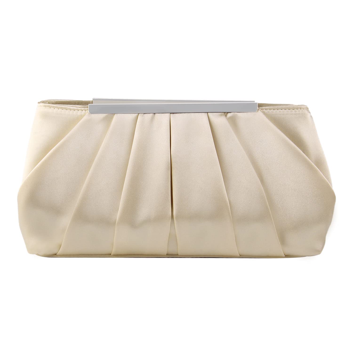 Elegant Satin Pleated Evening Clutch Purse for Women - Silver Wedding Handbag for Parties, Prom, Dinner & Special Occasions