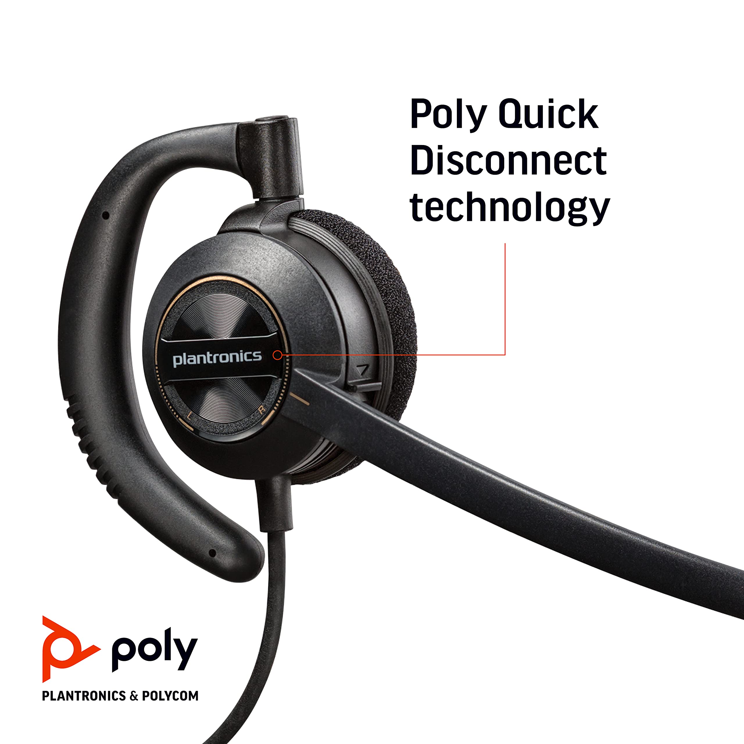 Poly EncorePro 530 Quick Disconnect (QD) Headset - Noise Cancelling Over-Ear Headphones for Call Centers | Compatible with Poly Digital Adapters | Acoustic Hearing Protection | Black | Perfect for Office, Customer Service & Remote Work
