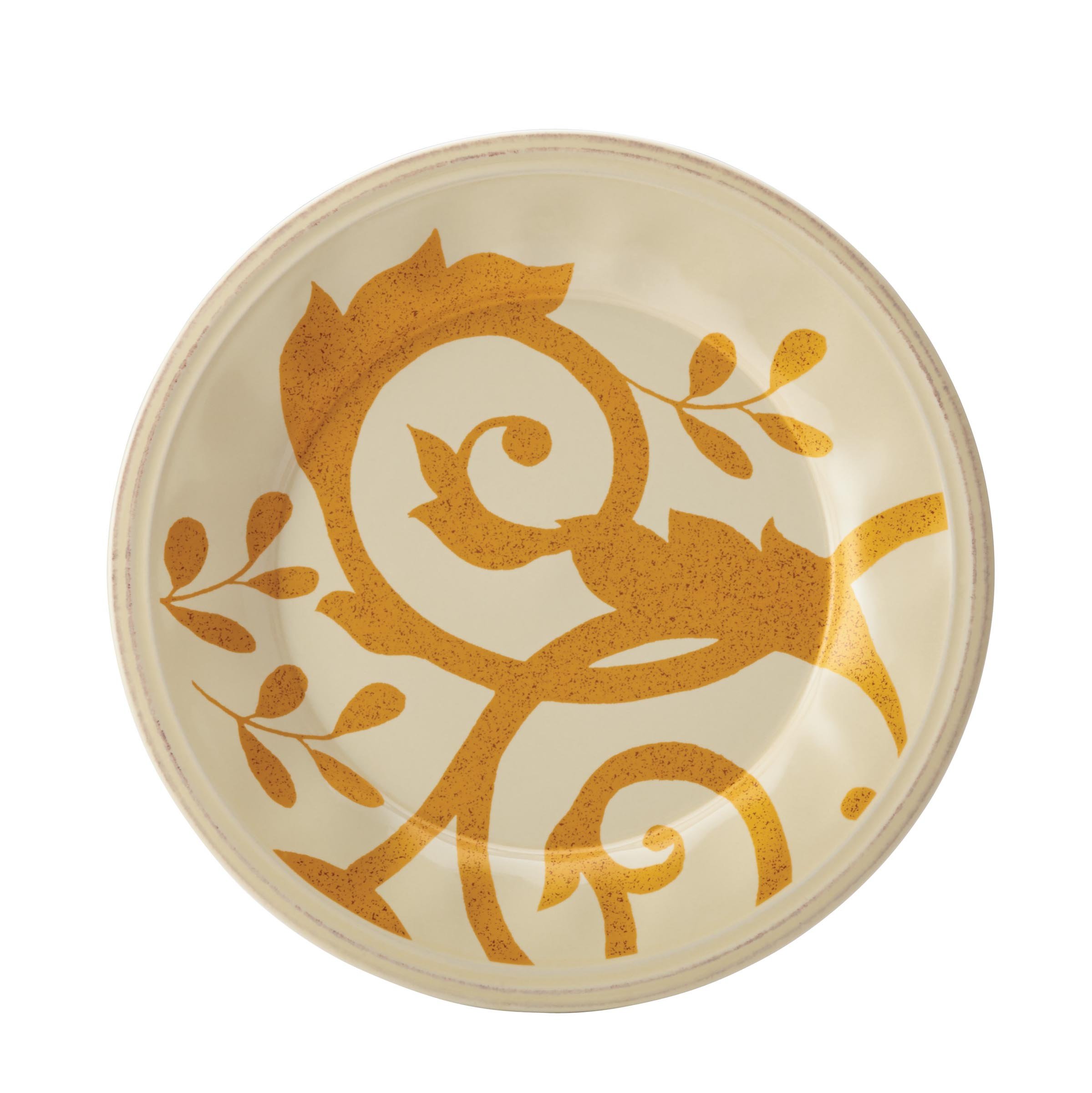Rachael Ray 4-Piece Salad Plate Set - Elegant Gold Scroll Design on Almond Cream Porcelain, Perfect for Dinner Parties, Salads & Home Decor