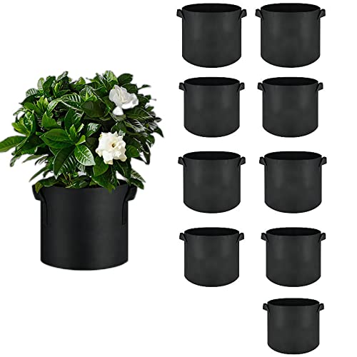 10-Pack 7 Gallon Heavy Duty Thickened Fabric Grow Bags - Durable Nonwoven Plant Pots with Sturdy Handles for Vegetables, Flowers & Indoor/Outdoor Gardening