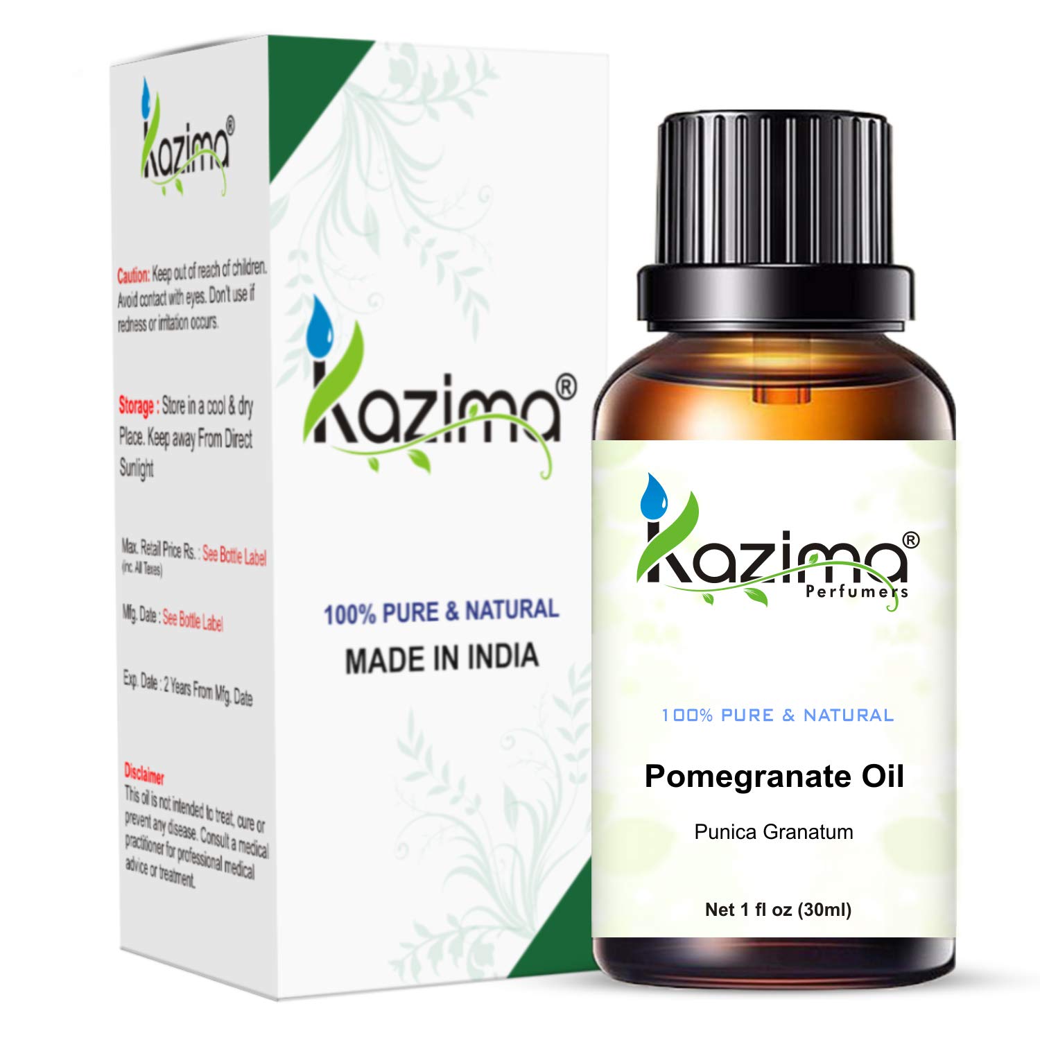 KAZIMA 100% Pure Pomegranate Essential Oil - Natural & Undiluted for Skin Care, Hair Growth & Aromatherapy, 30ml | Perfect for DIY Beauty Recipes, Massage & Relaxation