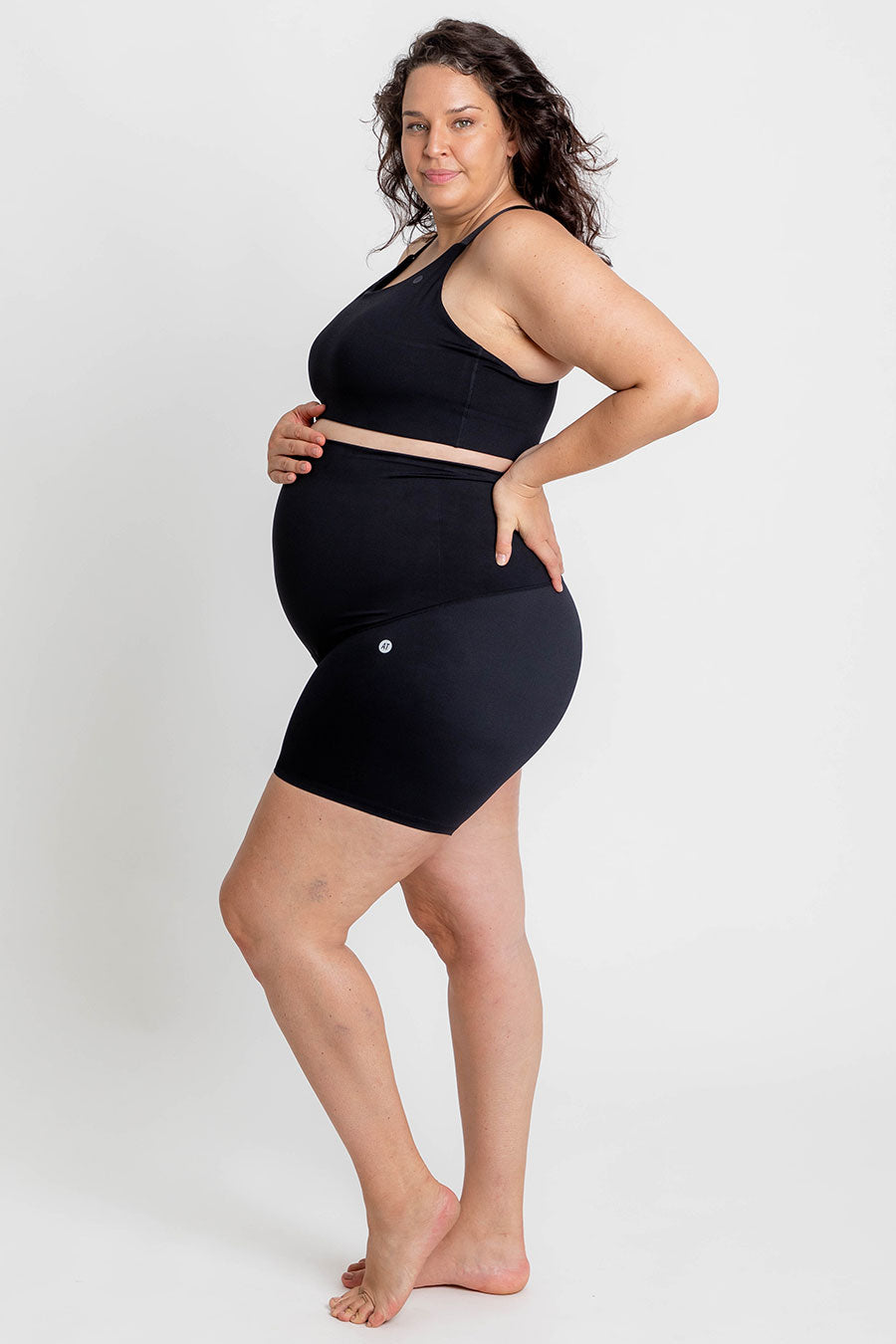 Maternity Support Belly Band - Breathable Mid-Length Shorts for Pregnant Women (Black) - Perfect for Pregnancy Comfort, Postpartum Recovery & Everyday Wear