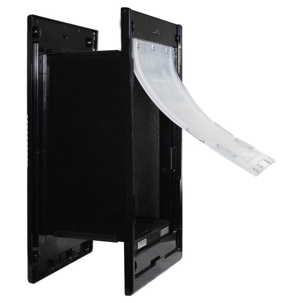 Dragon Wall Pet Door - Double Flap, Black Frame, Medium Size with Locking Cover | Energy Efficient & Durable Through Wall Pet Door for Dogs & Cats | Perfect for Indoor/Outdoor Pet Access