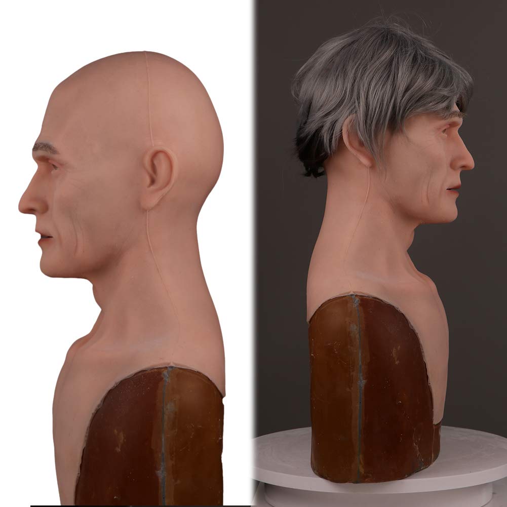 Realistic Old Man Silicone Mask for Halloween Cosplay & Costume Parties - Handmade Latex Prosthetic for Theatrical Makeup & Scary Costume Accessories