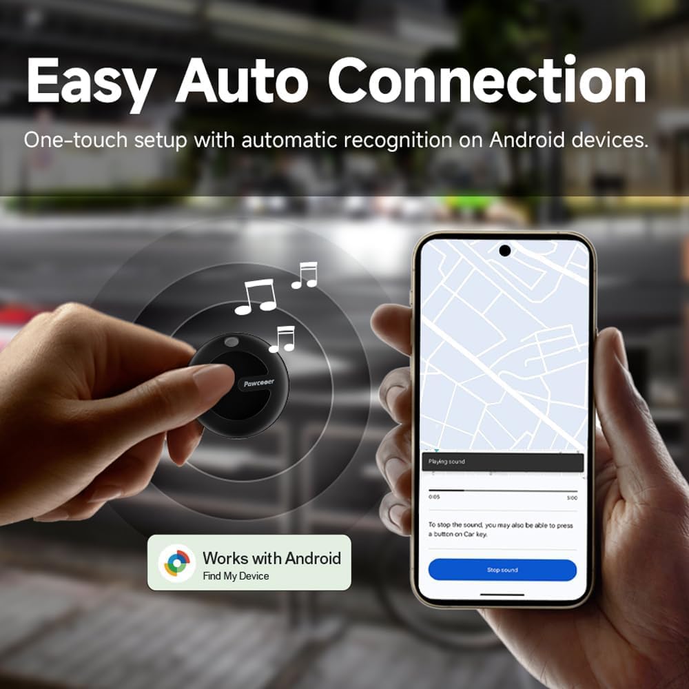 Bluetooth Tracker for Android & Samsung Phones - Smart Key Finder to Locate Lost Items (Black) | Perfect for Keys, Wallets, Bags & Pet Tracking