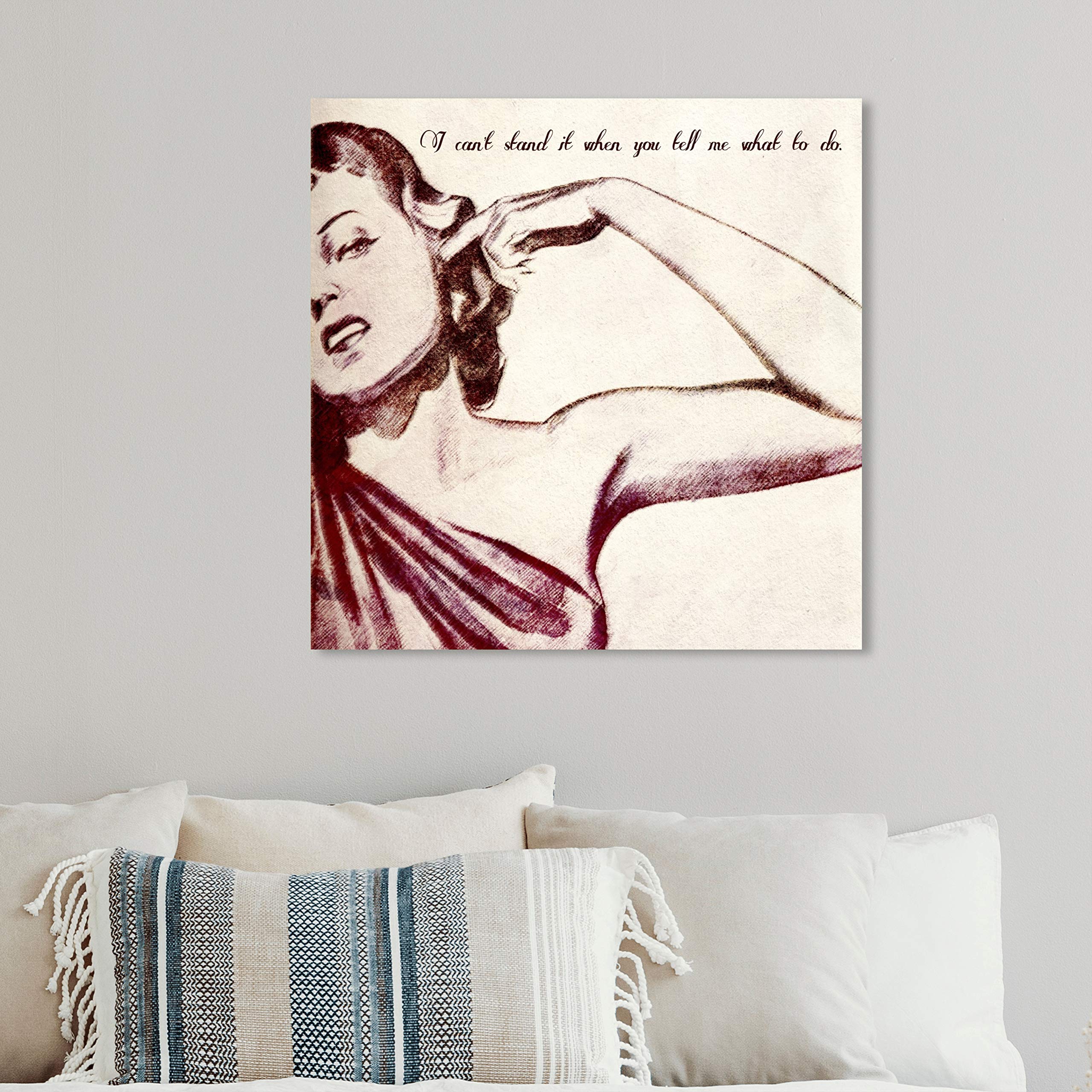 Oliver Gal Artist Co. 'Bell' Typography Wall Art Canvas Print - 12x12 Inch Red & White Quote Home Decor - Perfect for Living Room, Bedroom & Office Wall Decor