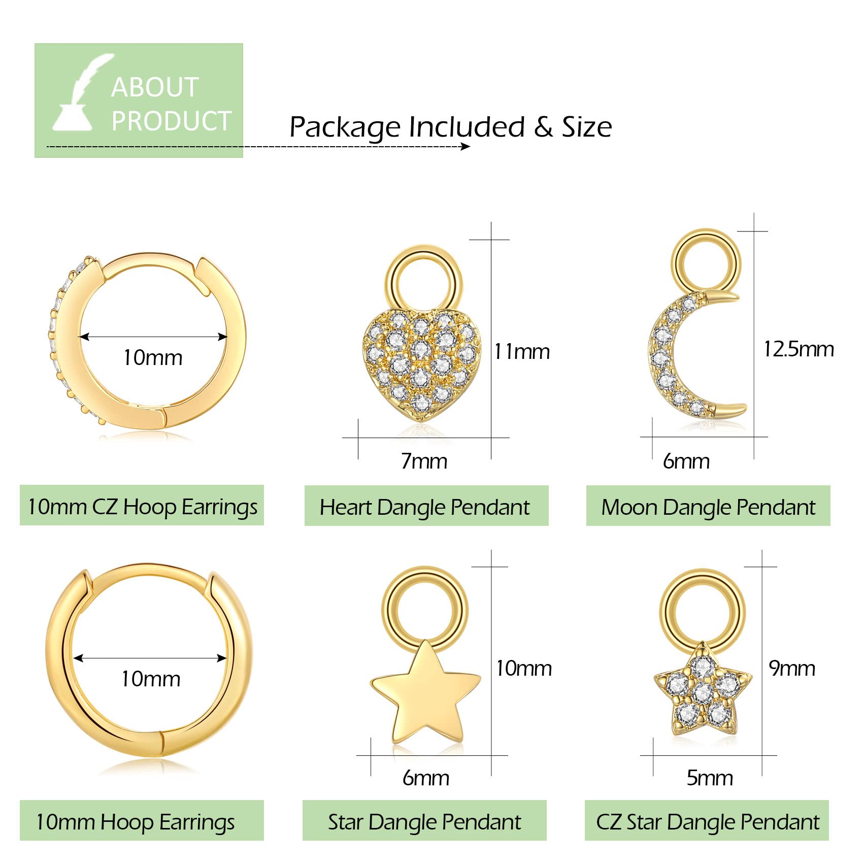 Stylish S925 Sterling Silver Dangle Hoop Earrings for Women - 2 Pairs Hoops with 4 Dangle Pendants & Cubic Zirconia Drops | Elegant Jewelry Gift Set for Parties, Dating & Everyday Wear