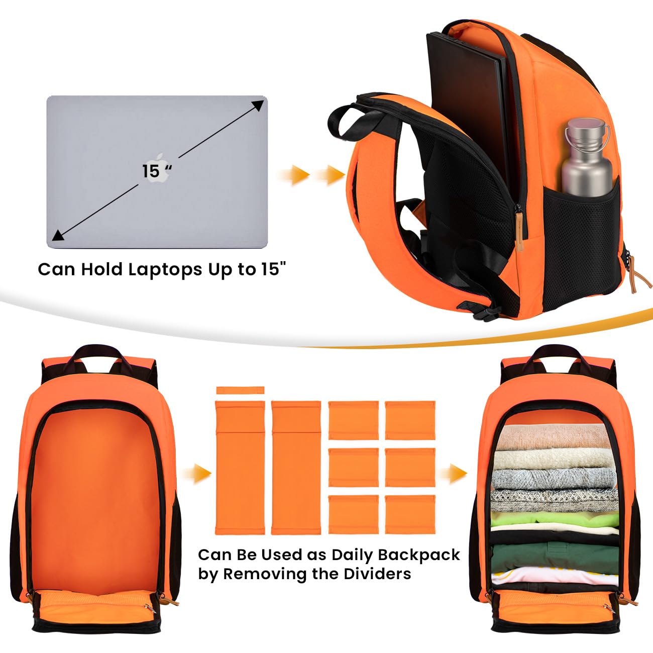 TARION Professional Waterproof Camera Backpack for DSLR SLR Cameras - Large Capacity Photography Bag with Padded Insert & 15'' Laptop Compartment (Ideal for Canon, Nikon, Fuji, Sony) - Perfect for Travel, Hiking, and Outdoor Photography