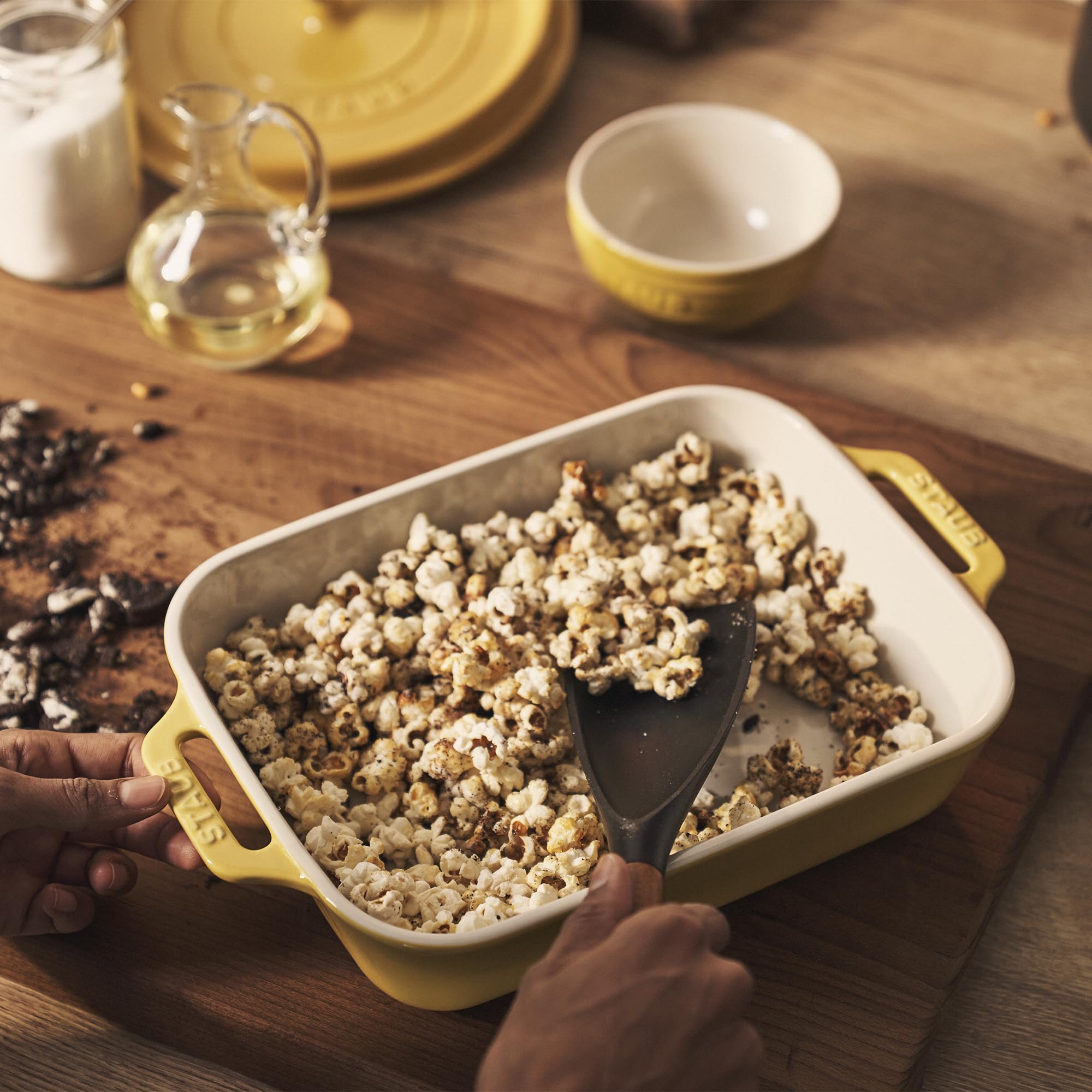 STAUB 3-Piece Rectangular Stoneware Baking Dish Set - Citron Yellow | Oven-Safe Ceramic Gratin Dishes for Casseroles, Lasagna & Roasting | Perfect for Holiday Dinners & Family Gatherings