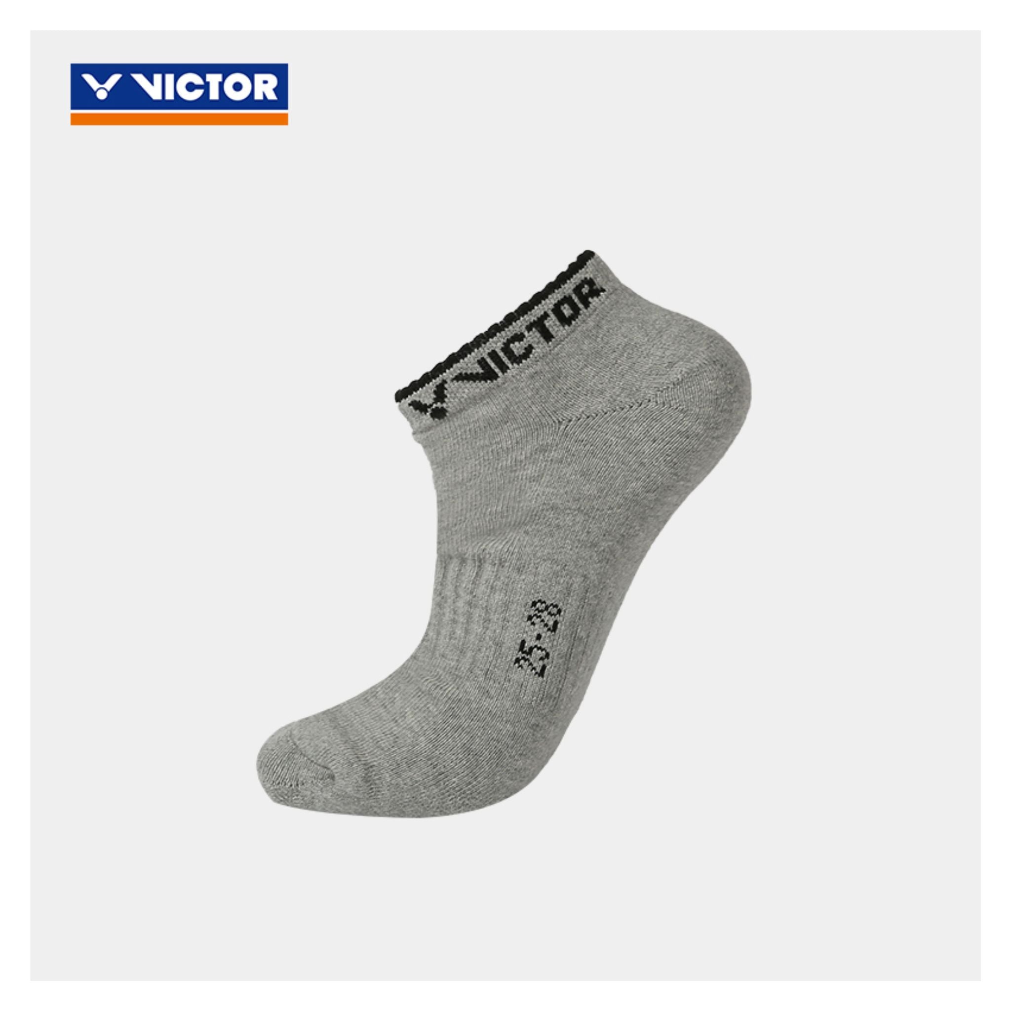 Victor SK194H Ankle Socks - Breathable Cushioned Athletic Socks for Men & Women - Grey - Perfect for Running, Gym Workouts & Everyday Comfort