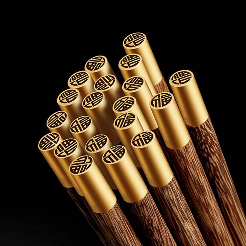 Handmade Natural Wood Chopsticks - 25cm Chinese Ebony Wenge Wood Sushi Chopsticks for Japanese, Korean Noodles | 5-Pair Set | Perfect for Asian Cuisine, Home Dining & Gift Giving
