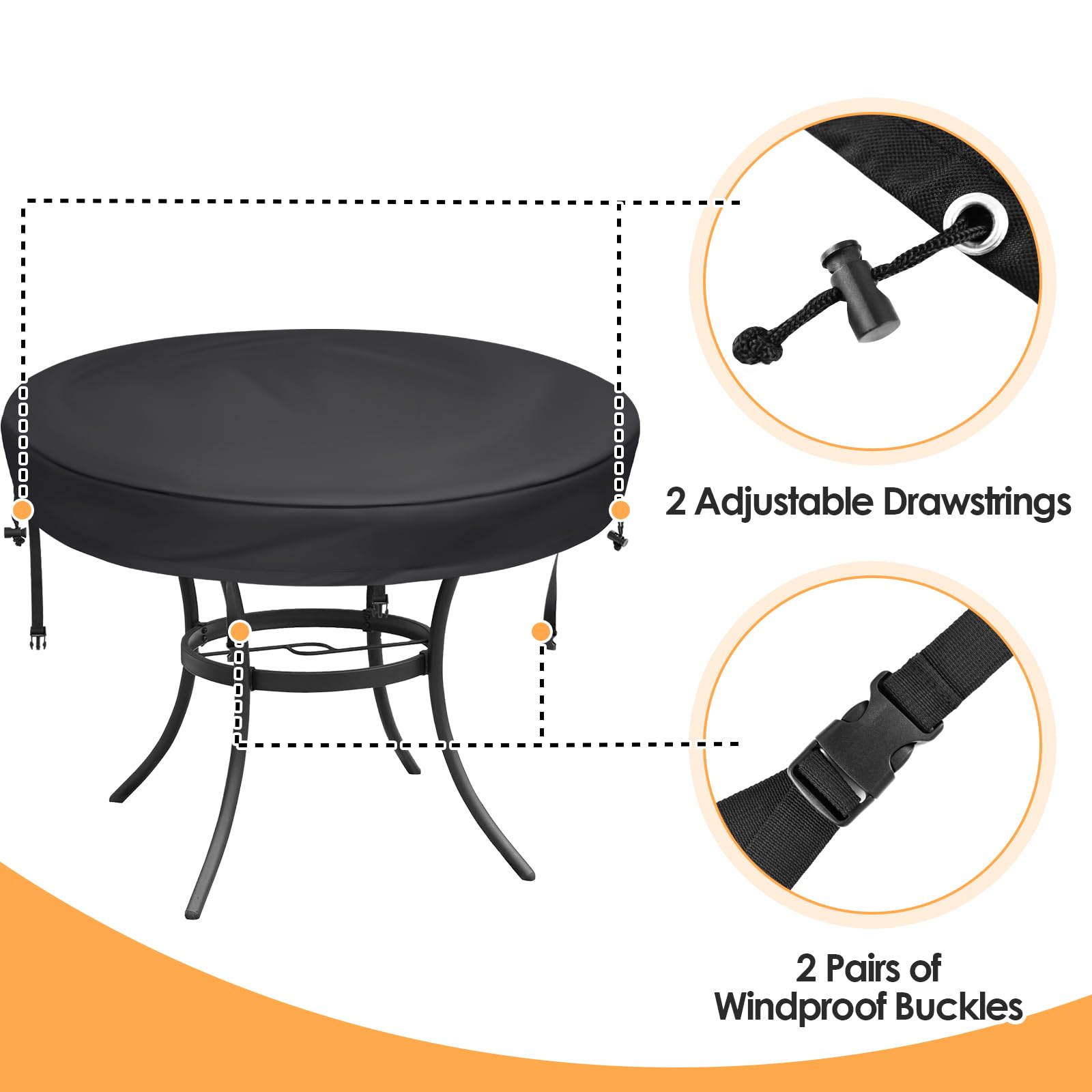 Waterproof & UV-Resistant Outdoor Table Cover for Round Patio Tables 40-42 Inch - All-Weather Protection for Garden, Deck & Backyard Dining
