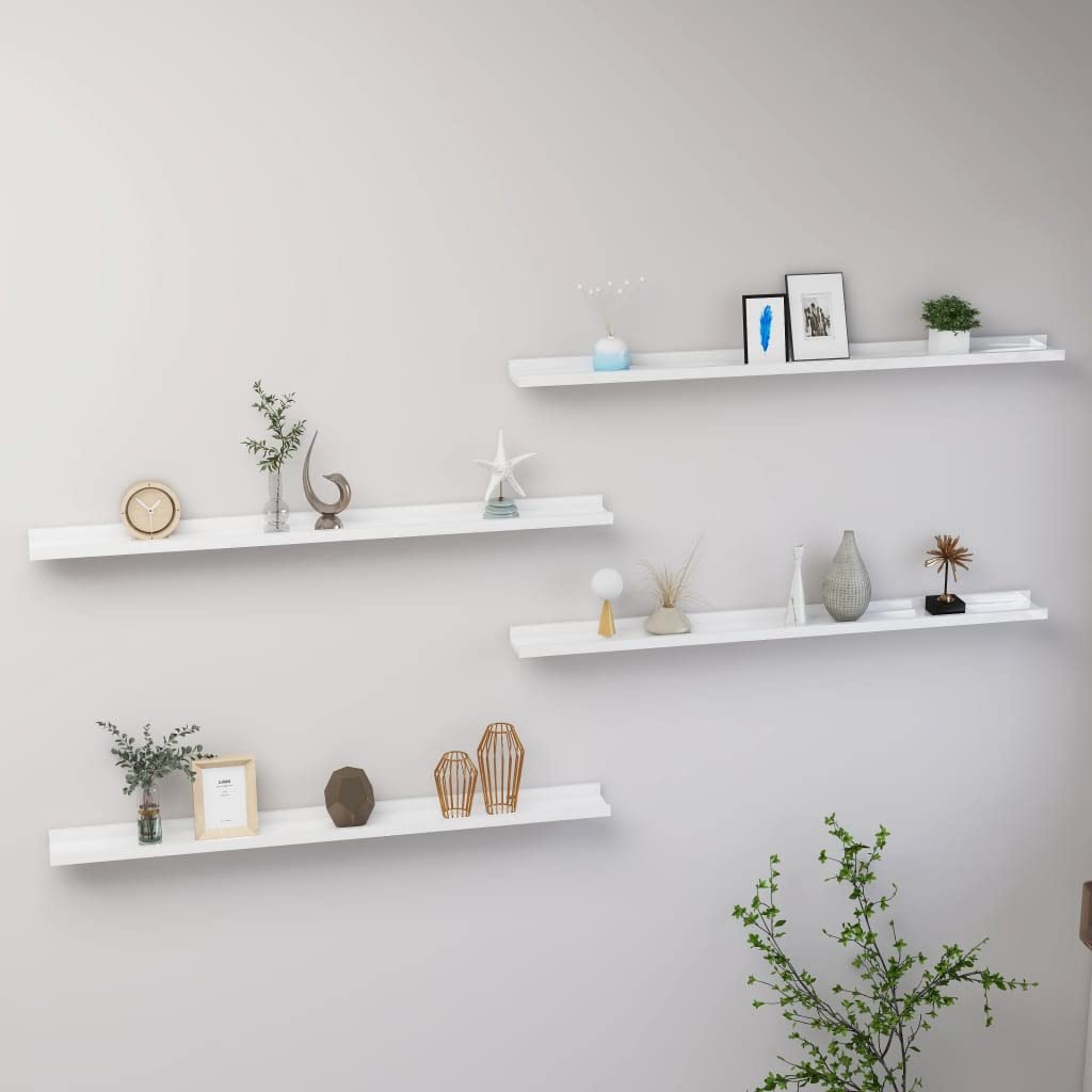 4-Pack High Gloss White Wall Shelves 39.4