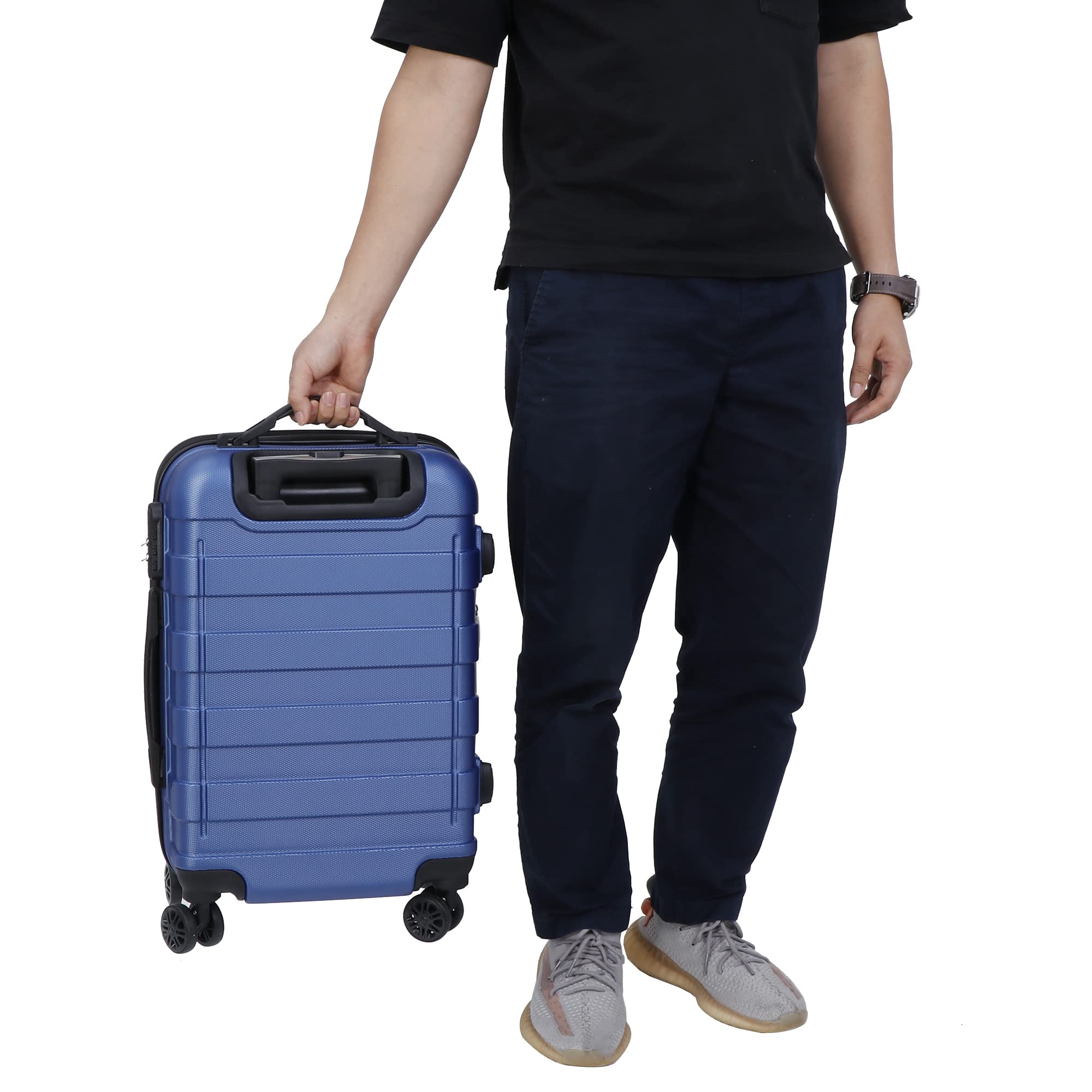 HomGarden 21 Inch Expandable Hardside Carry-On Luggage with Spinner Wheels & TSA Lock - Lightweight Suitcase for Air Travel, Business Trips & Weekend Getaways (Navy Blue)