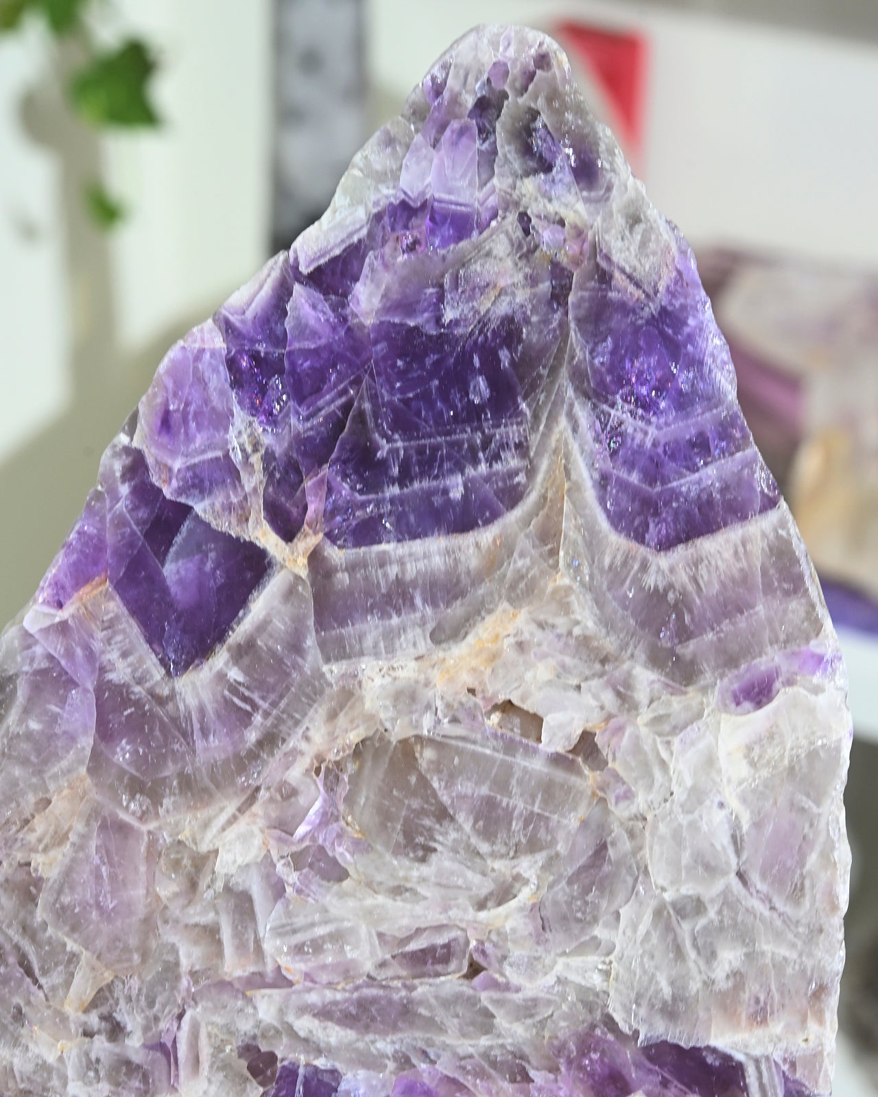 Natural Chevron Dream Amethyst Slab - Premium Healing Crystal for Meditation, Home Decor & Spiritual Gifts | Perfect for Yoga Rooms, Office Desks & Crystal Collections