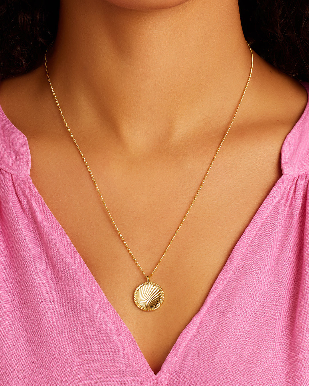 Sunny Pendant Necklace - Gold Plated Sun Charm Jewelry for Women, Dainty Layering Necklace - Perfect for Everyday Wear, Beach Vacations & Boho Fashion