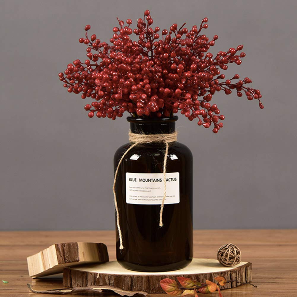 8 Pack Artificial Holly Red Berry Stems - Realistic Christmas Berries for Xmas Tree Decorations, Holiday Wreaths, DIY Crafts, Valentine's Day and Winter Home Decor (Perfect for Centerpieces, Gift Wrapping & Seasonal Displays)