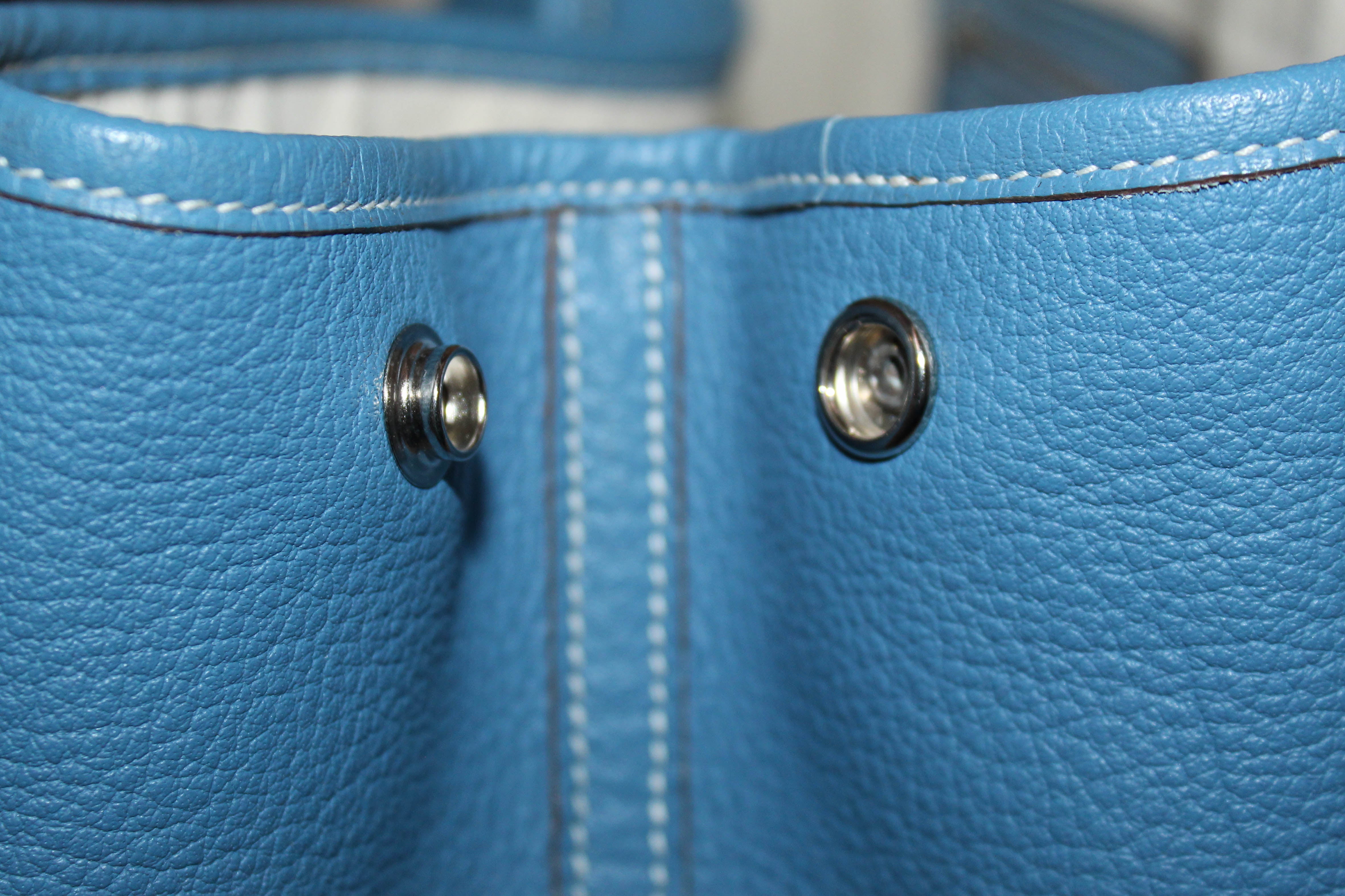 Authentic Hermes Blue Jean Clemence Leather Garden Party 36 MM Shoulder Tote Bag - Luxury Designer Handbag for Women, Perfect for Work, Travel & Everyday Use