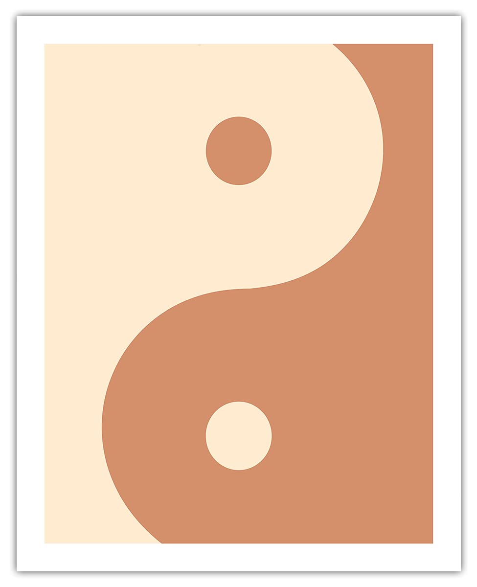 Nude Yin Yang Abstract Wall Art - Minimalist Aesthetic Boho Decor for Home, Office, Bedroom & Living Room - Unframed 8x10 Inch Poster - Perfect for Meditation Spaces & Modern Interior Design