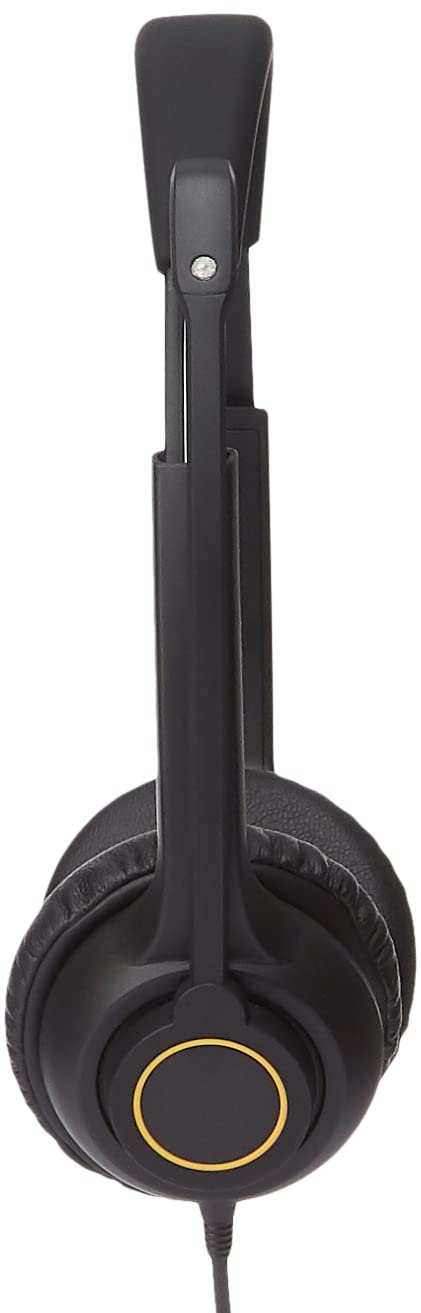 AmazonCommercial Double Sided Wired USB Headset with Noise Cancelling Mic - Computer Headphones for Office, Call Center, Gaming & Remote Work (Black)