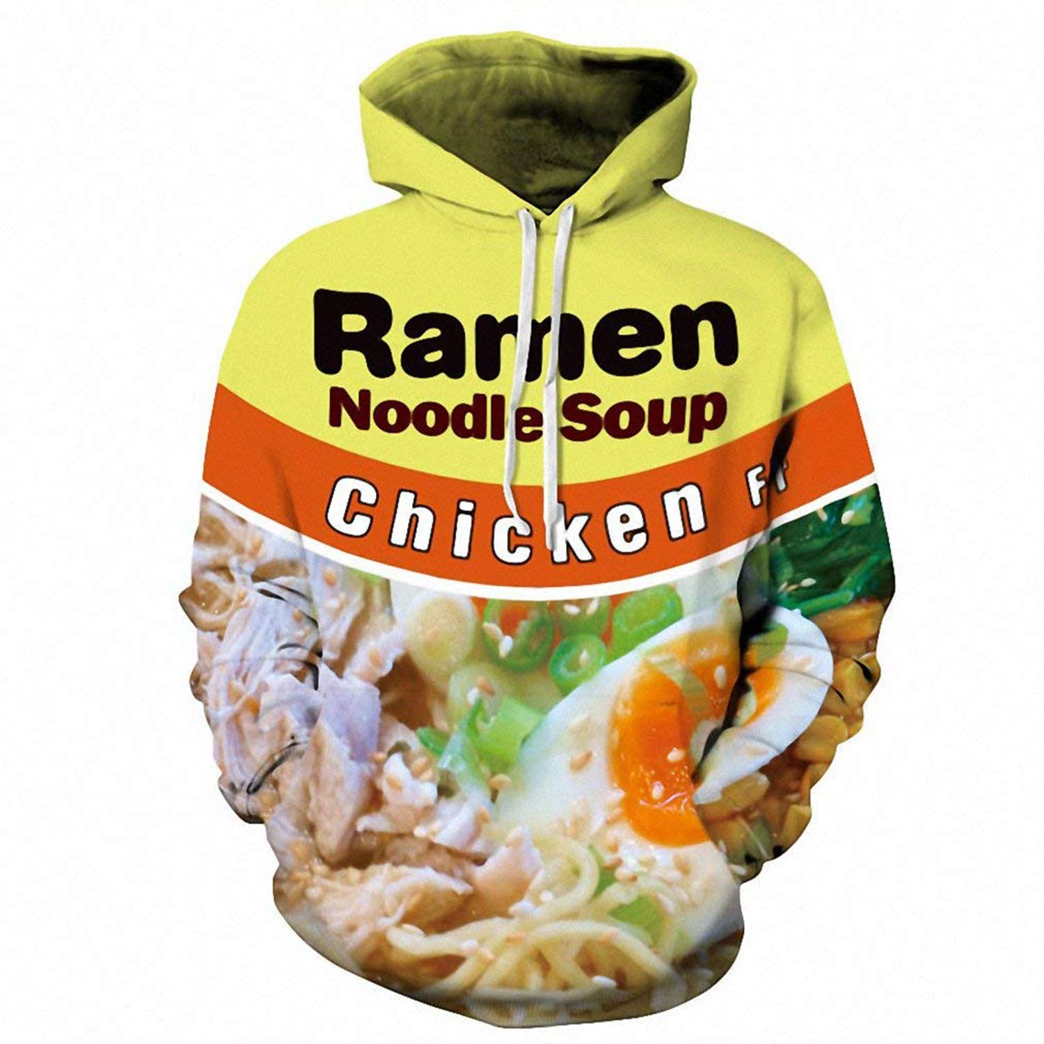 Keasmto 3D Ramen Chicken Noodle Soup Hoodie - Unisex Beef Print Sweatshirt for Men & Women | Soft Cotton Pullover | Cute Foodie Fashion for Casual Wear & Anime Lovers
