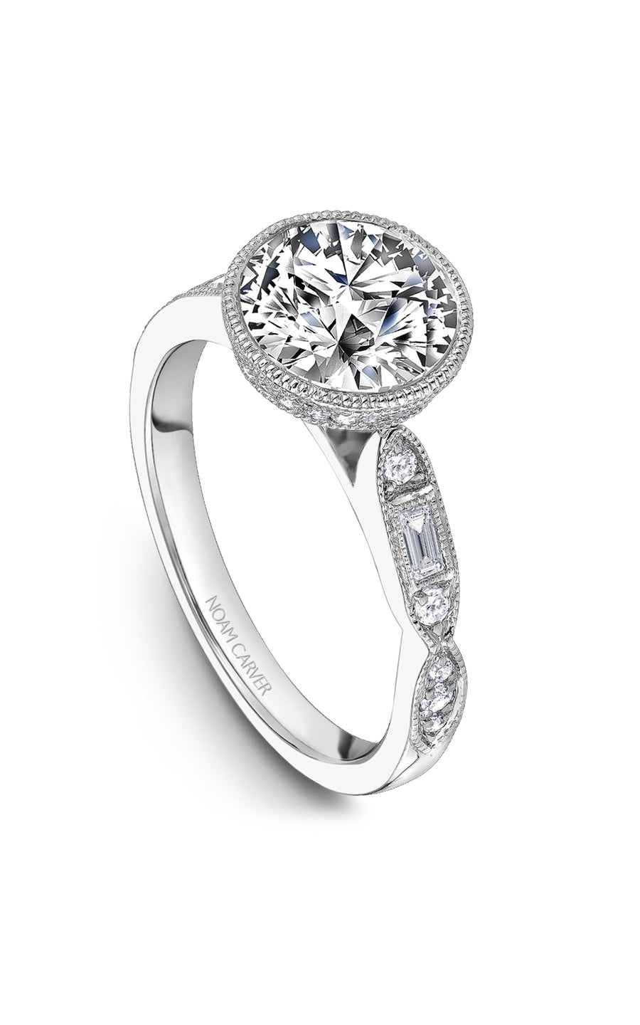 Noam Carver B355 01A Bridal Engagement Ring - 14K White Gold Diamond Wedding Band for Women, Perfect for Proposals, Anniversaries & Special Occasions