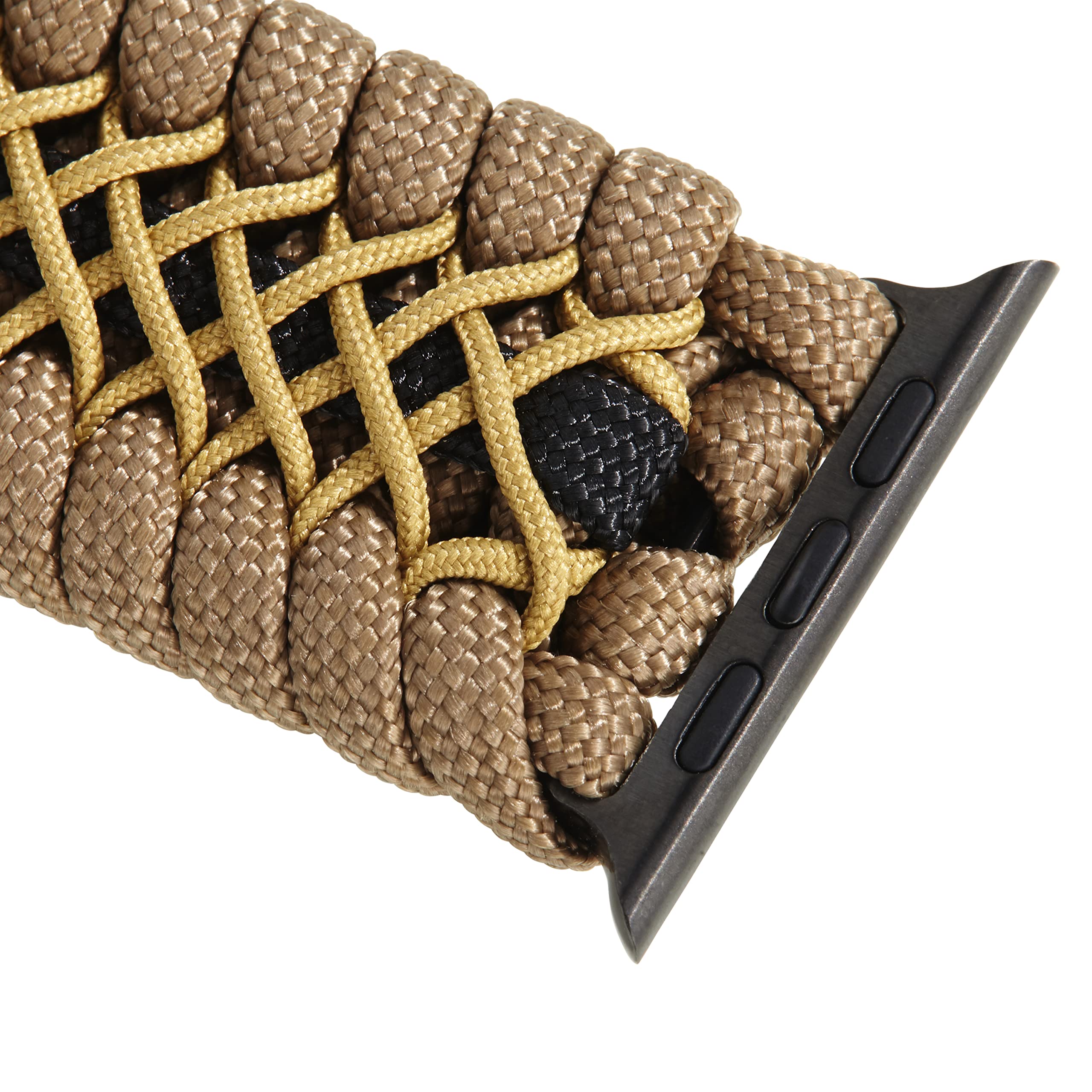 550 Paracord Survival Watch Band for Apple Watch Series 42mm 44mm 45mm 49mm - Adjustable Military-Grade Nylon Strap with Stainless Steel Shackle (Brown/Khaki/Black) - Perfect for Outdoor Adventures, Hiking, Camping & Emergency Preparedness