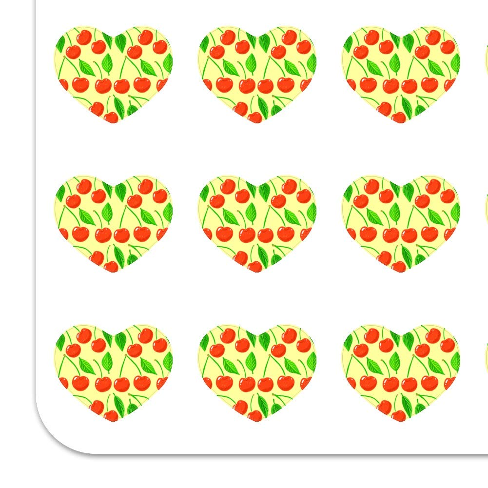 Cute Cherry Pattern Heart Shaped Planner Stickers - DIY Scrapbook, Bullet Journal & Craft Decoration for Planners, Calendars, Notebooks